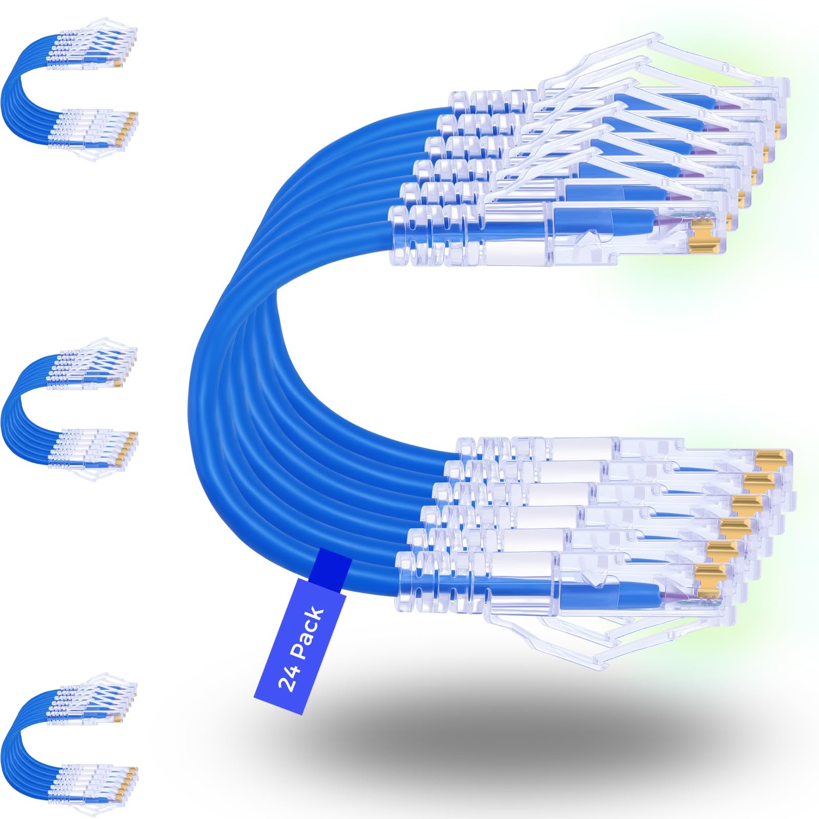 Patch Cables Cat6/ Cat6a 1ft (24 Pack) Slim, Cat6a Ethernet Patch Cable 10G ,…