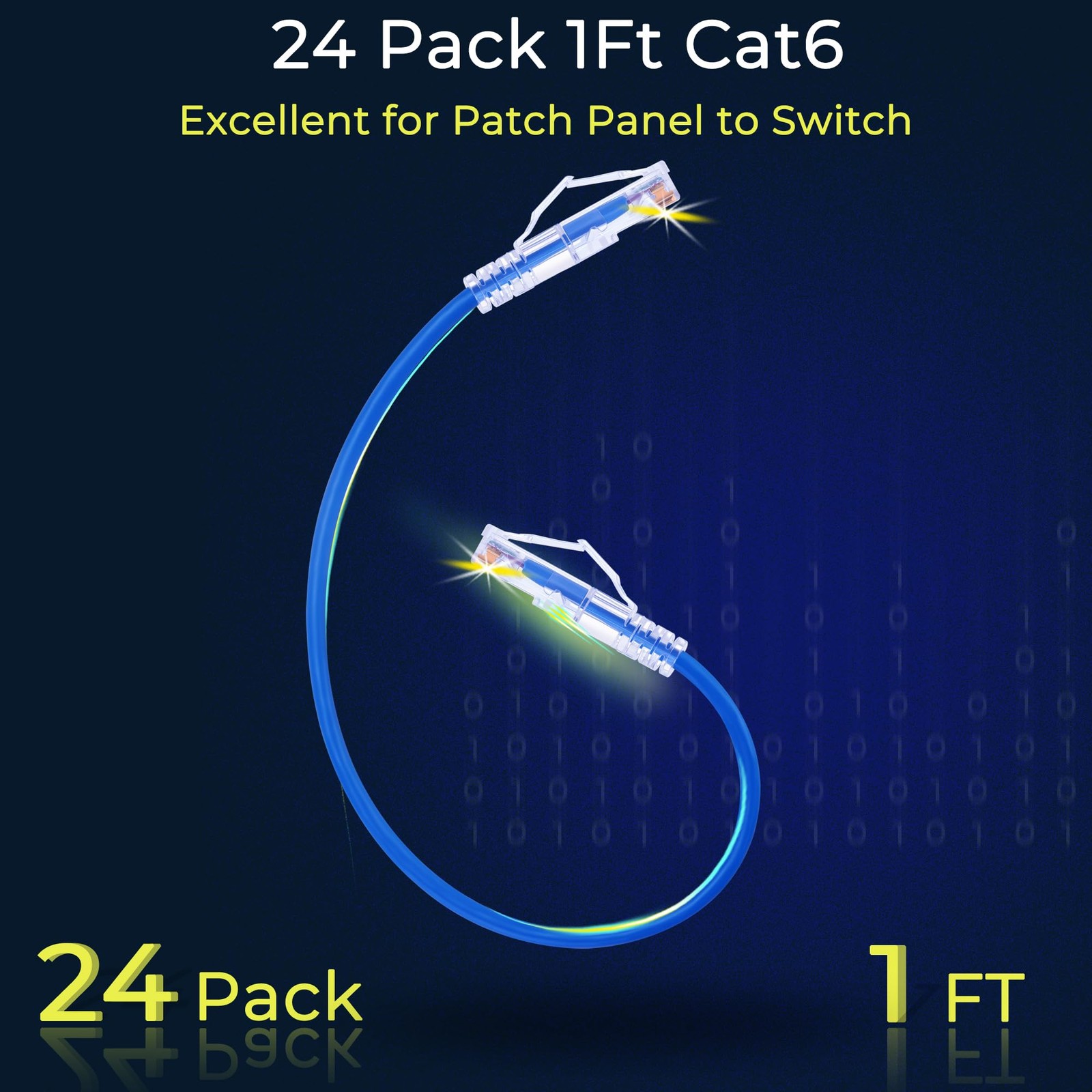 Patch Cables Cat6/ Cat6a 1ft (24 Pack) Slim, Cat6a Ethernet Patch Cable 10G ,…