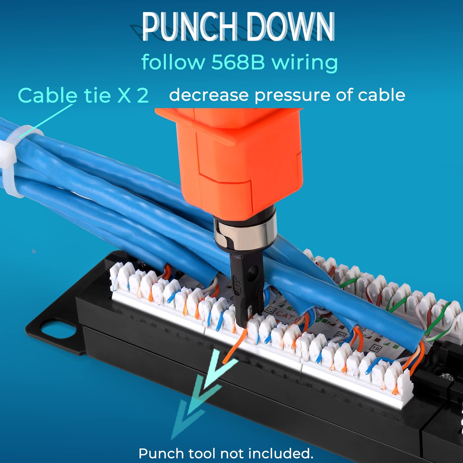Patch Panel 12 Port Cat6 10G UTP 10 Inch Wallmount 1U Ethernet Punch Down