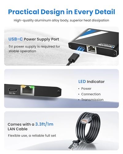 Gigabit Ethernet Splitter 1 to 4 with 3.3ft LAN Cable, 1000Mbps High Speed RJ45