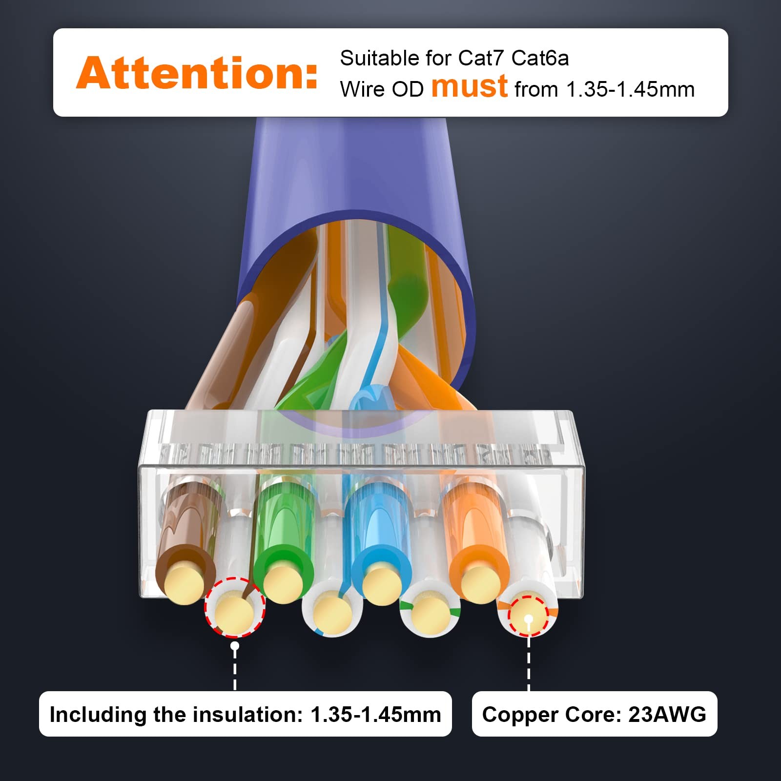 CAT6A/CAT7 Shielded RJ45 Pass Through Connectors 30-Pack with Blue Boots