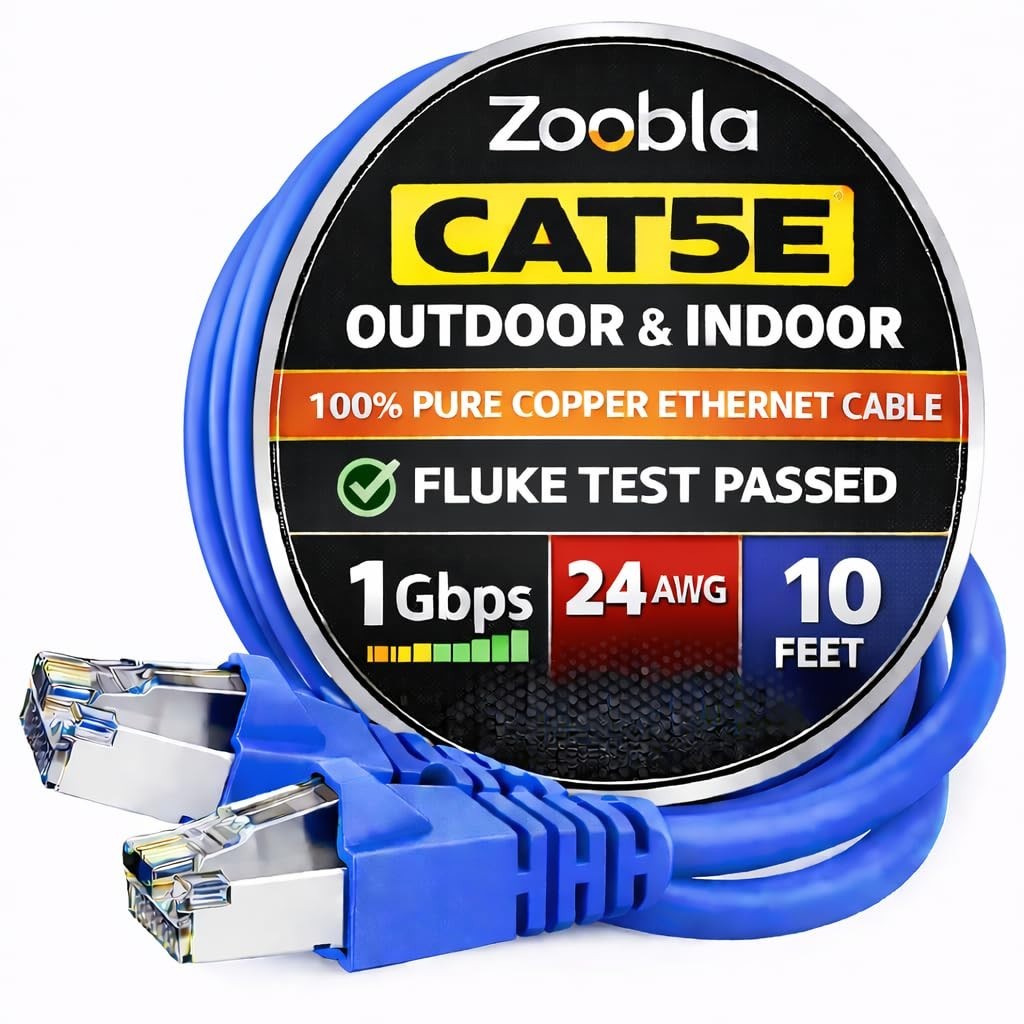 Cat5e UTP Ethernet Patch Cable, LAN Cable, RJ-45 Connectors, 1000Mbps,10 Feet