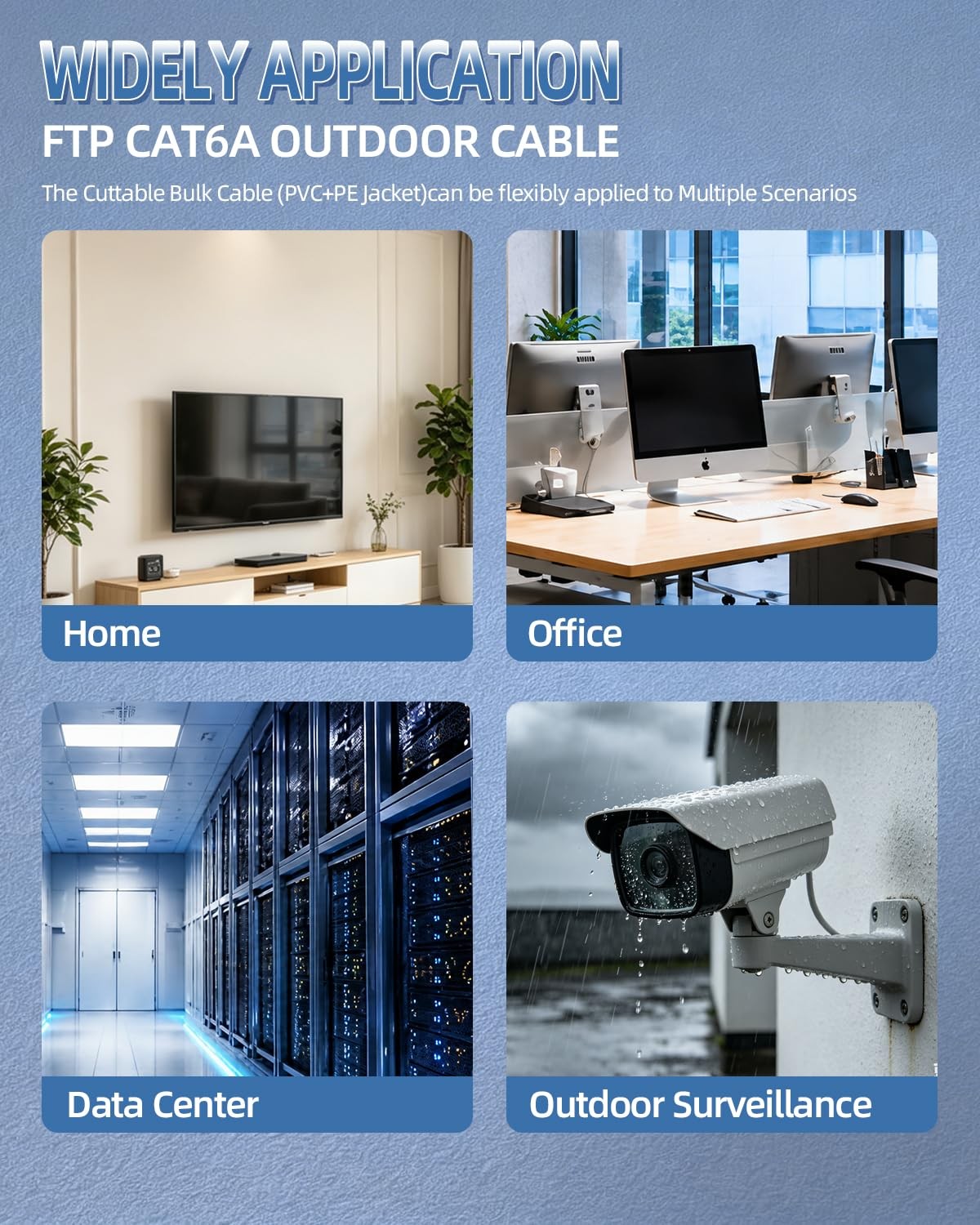 Outdoor Direct Burial Cat 5e Ethernet Cable, 1000ft, Unshielded/UTP, Black