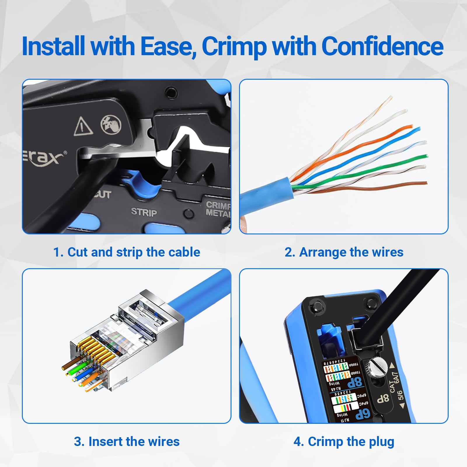 100 PCS Cat6A RJ45 Pass Through Connector 1.20mm Shielded FTP/STP Cable