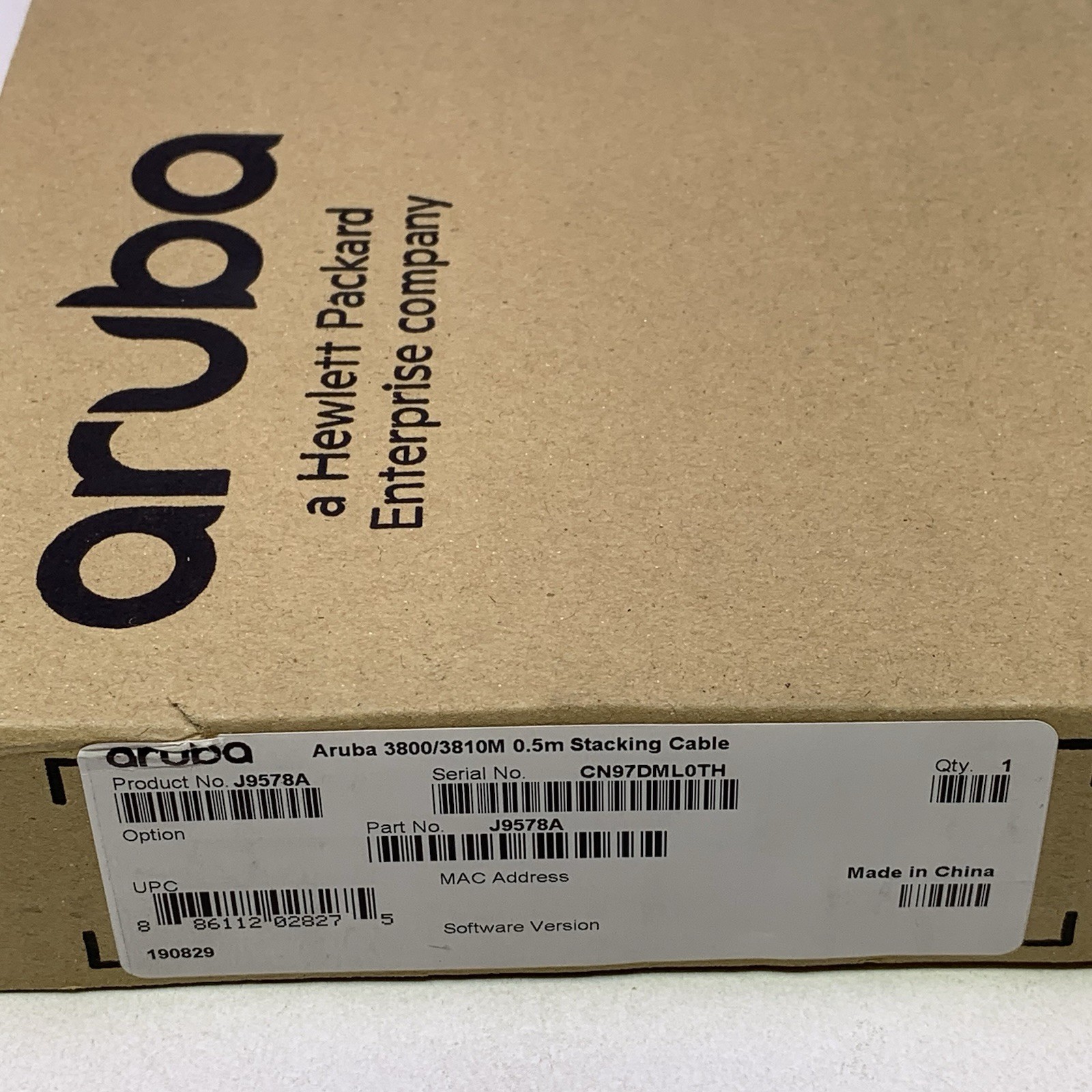 J9578A – HPE Aruba 3800/3810M 0.5M Stacking Cable CN97DML0TH New in Box