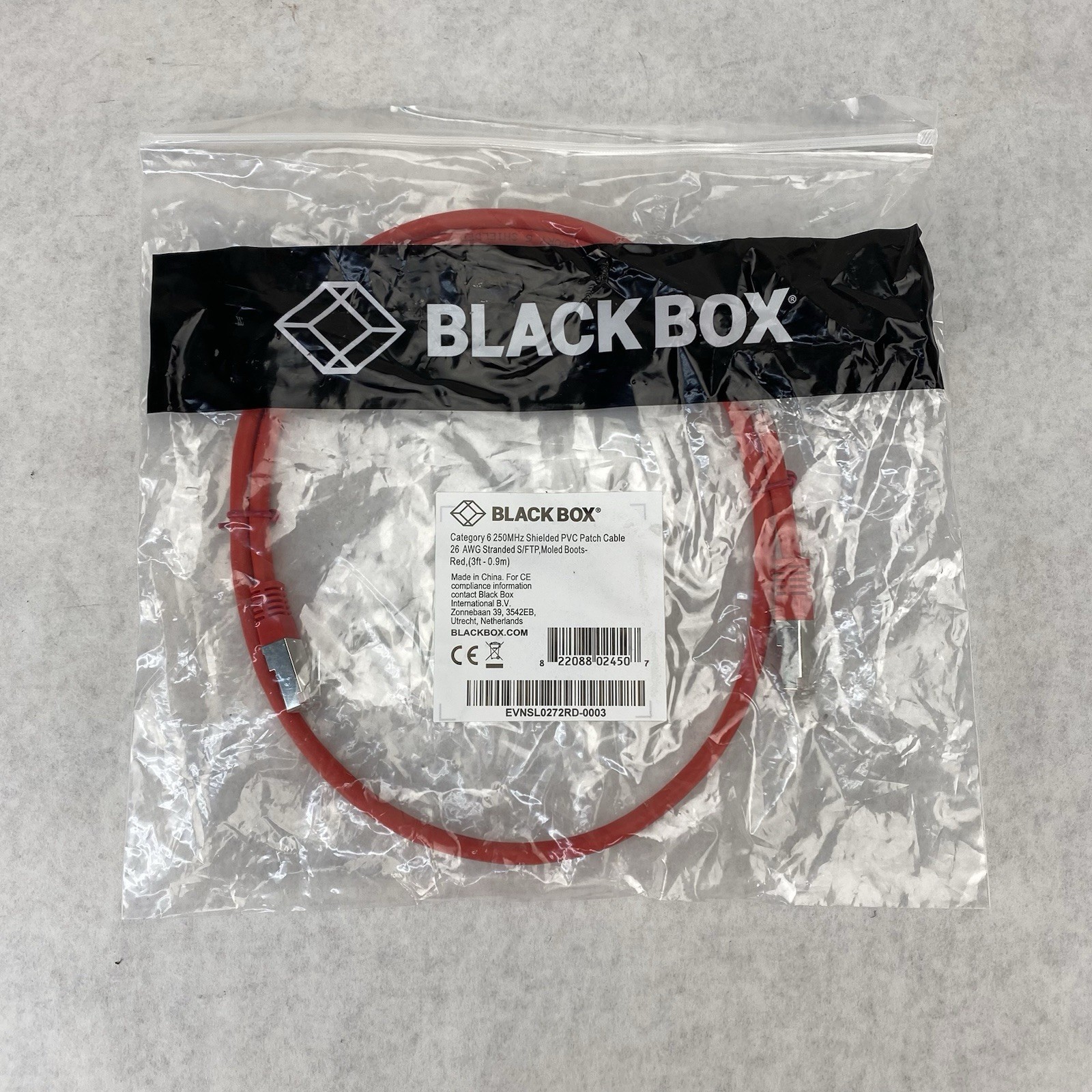 Black Box EVNSL0272RD-0003 CAT6 250MHz Shielded PVP Patch Cable (Lot of 6)