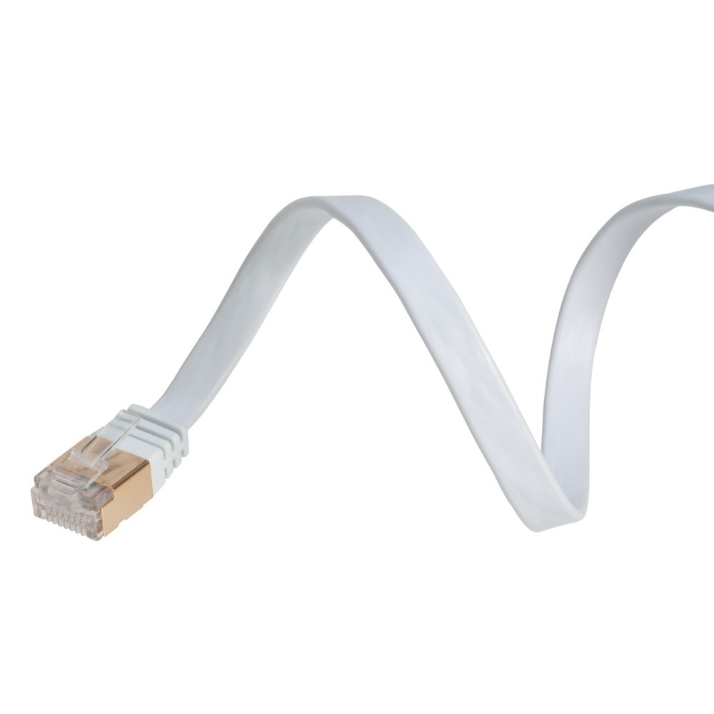 CAT7 SFTP Ethernet Patch Cable Flat Cord 10Gbps 6FT-100FT White Multi-Pack LOT