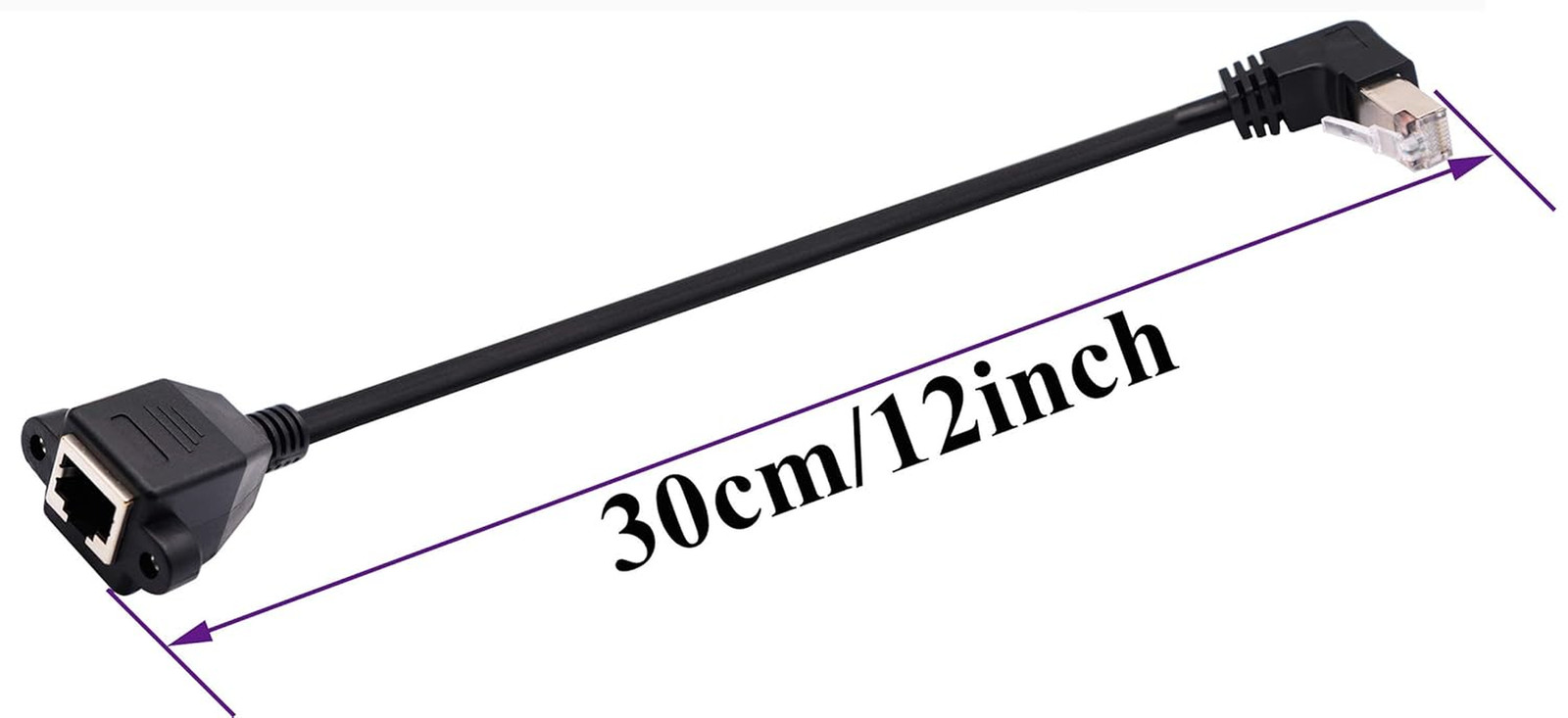 Cat 6 Ethernet Cable 90 Degree down Angle RJ45 Male to Female Shielded Ethernet