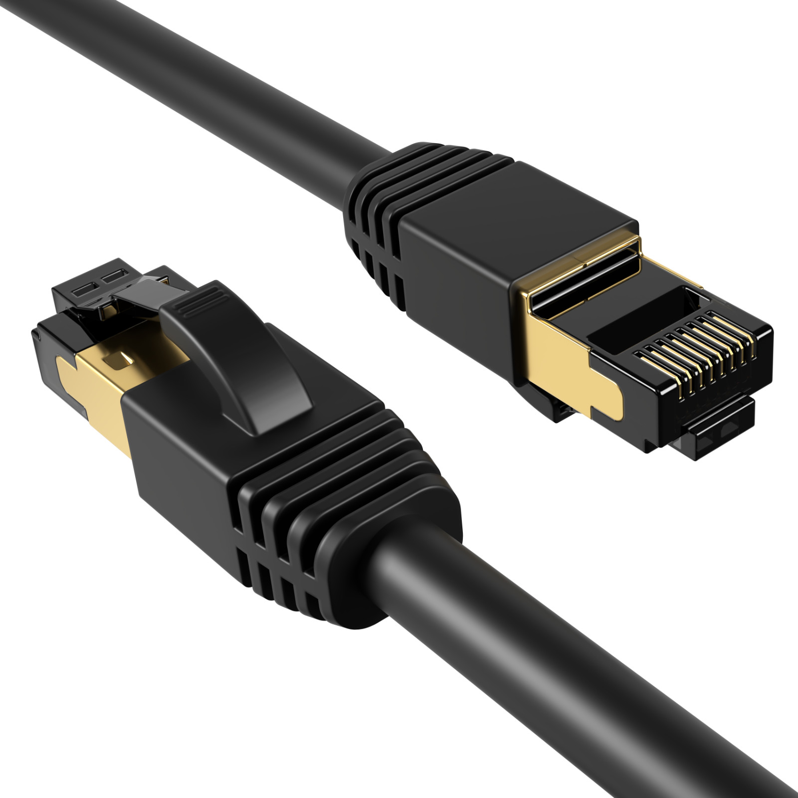 Cat8 SFTP High Speed Ethernet Patch Cord 2GHz LAN Wire 0.5FT- 75 FT Black Lot