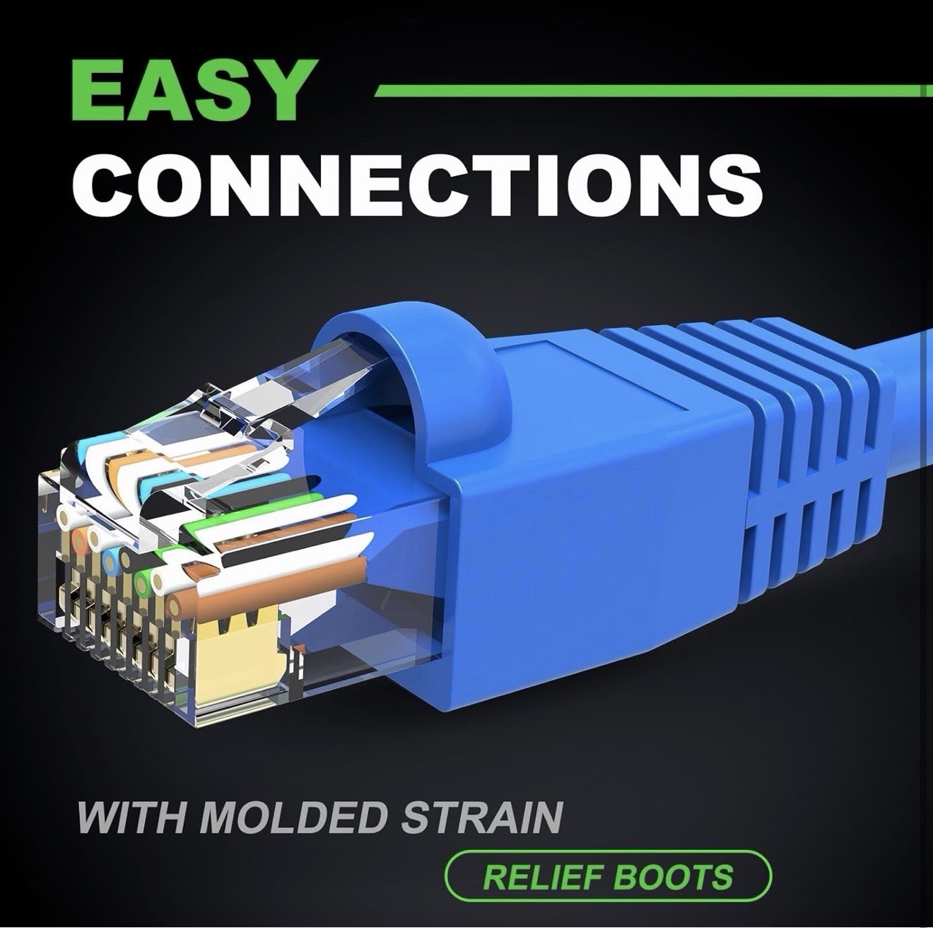 Cat 6 Ethernet Cable 250FT High Speed 10Gbps 24AWG Heavy Duty 550MHZ