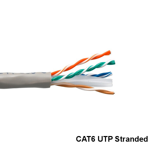 Kentek Gray 1000ft UTP Cat6 Stranded Bulk Cable 24AWG PVC Pure Copper Network