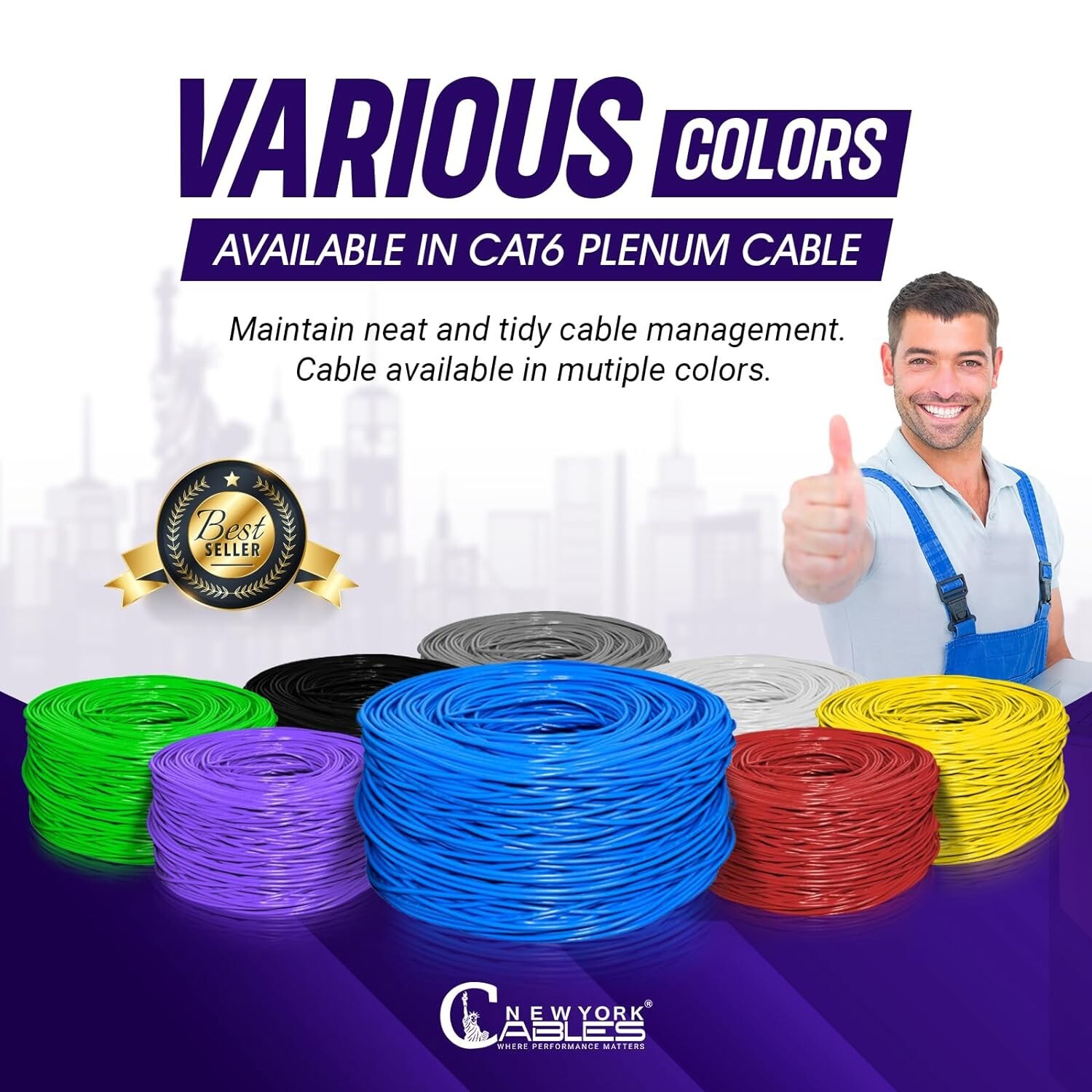 Cat6 Plenum 1000ft CCA UTP Bulk Ethernet Cable 23AWG 550MHz Internet Wire Blue