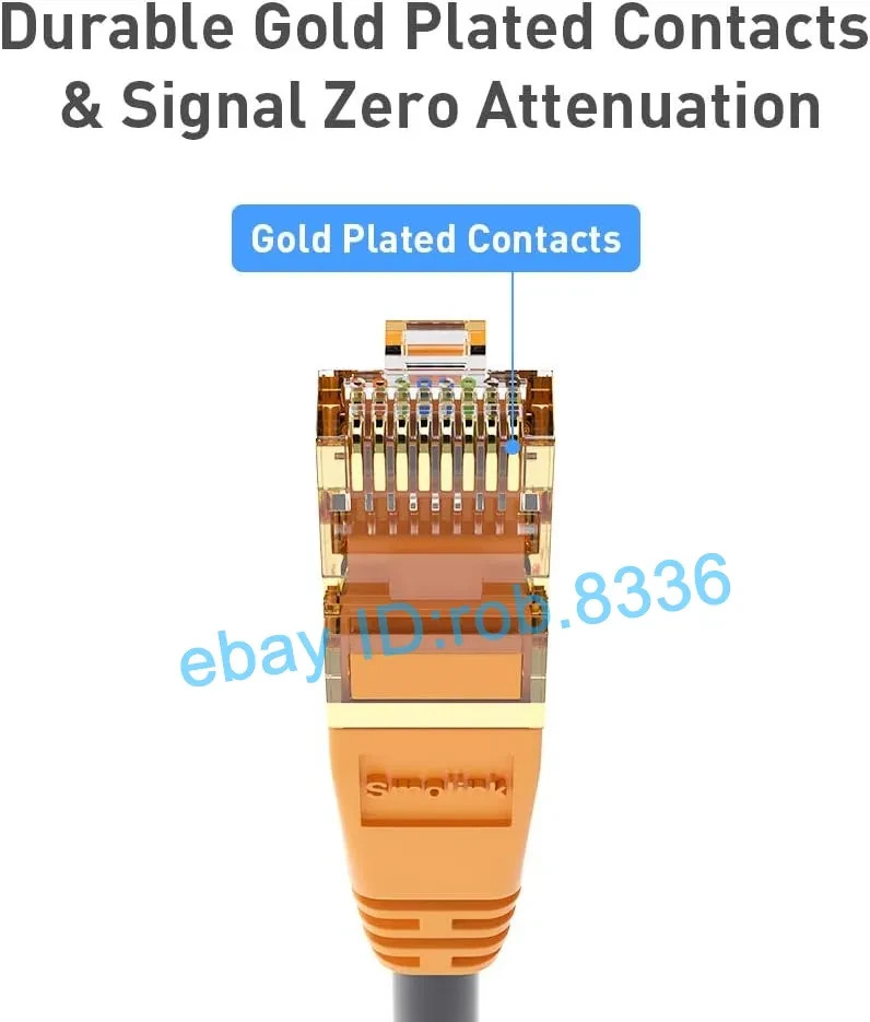 Cat 8 Ethernet Cable 1.5FT Short Shielded RJ45 40Gbps LAN Patch Cord Heavy Duty