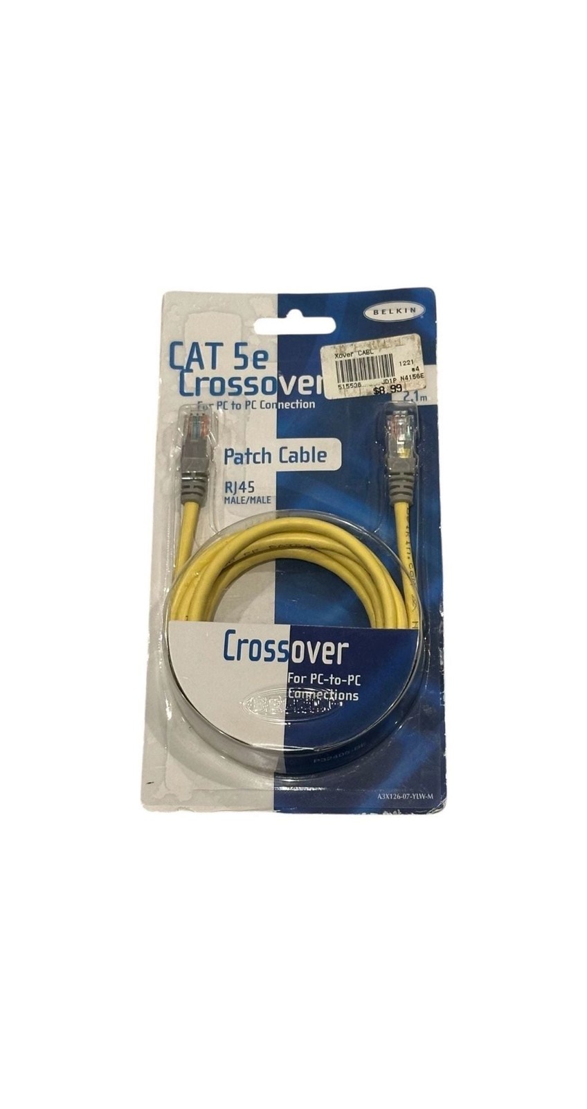 Belkin CAT 5e Crossover Patch Cable 7ft/2.1m RJ45 Male/Male Yellow