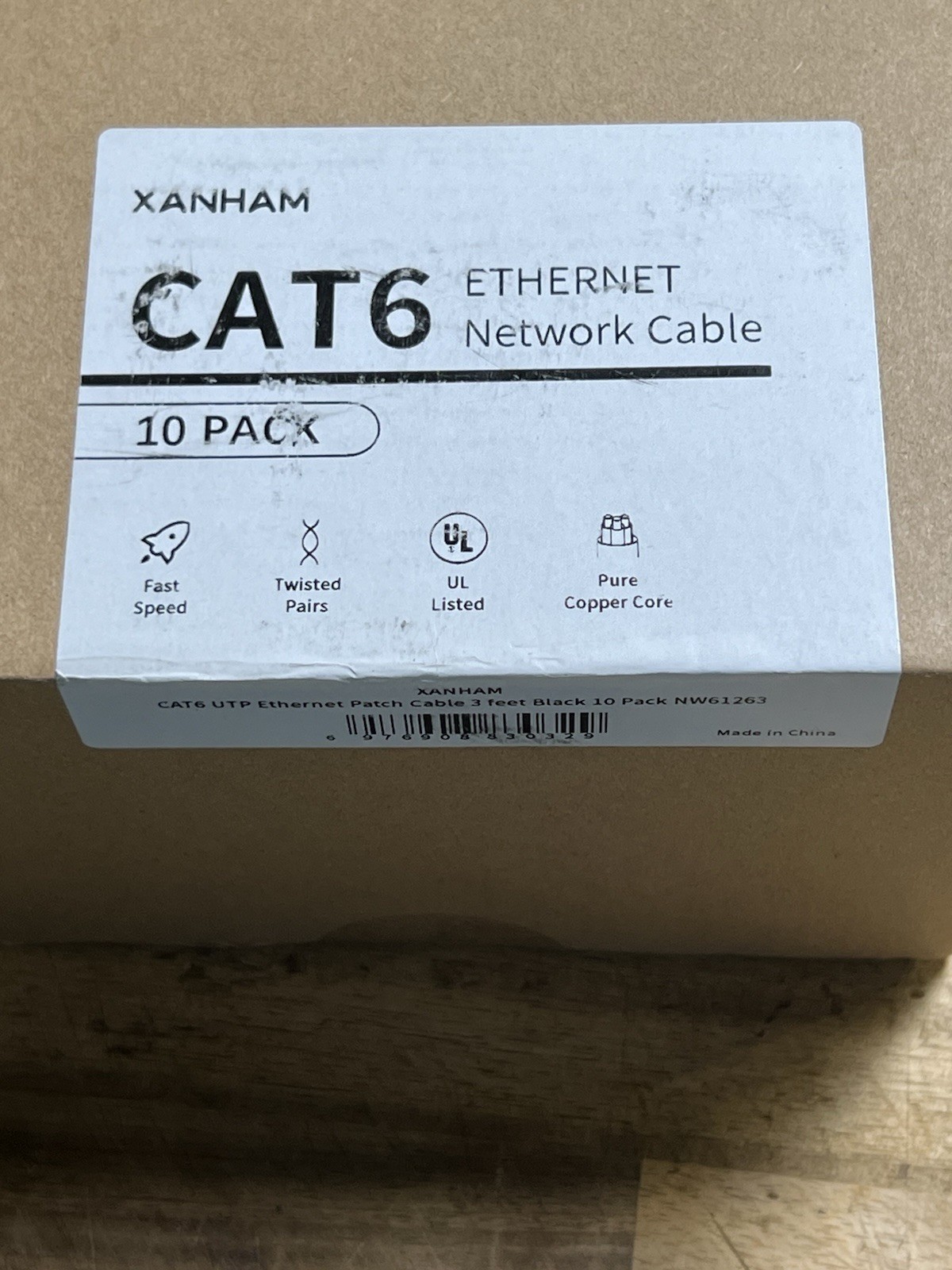 Cat6 Ethernet Cable 3 Feet 10 Pack Network RJ45 Internet Patch Cord Black