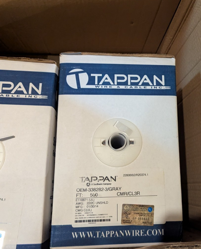 500ft Security/Alarm Wire White 22/4 (22AWG 4 Conductor) Solid CM / Inwall rated