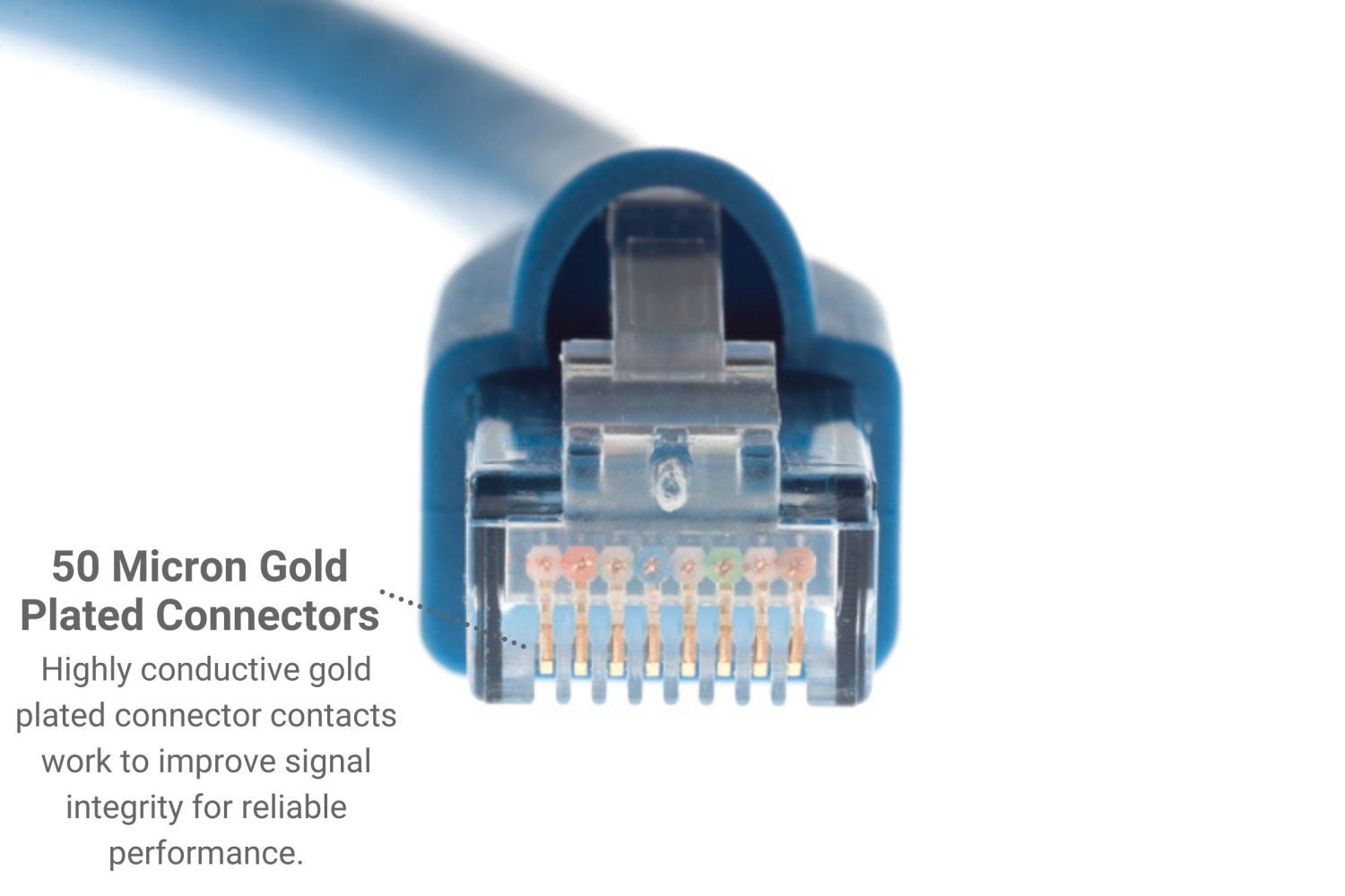 CAT6A Ethernet Patch Cable, Snagless, 15′, Blue – Lifetime Warranty