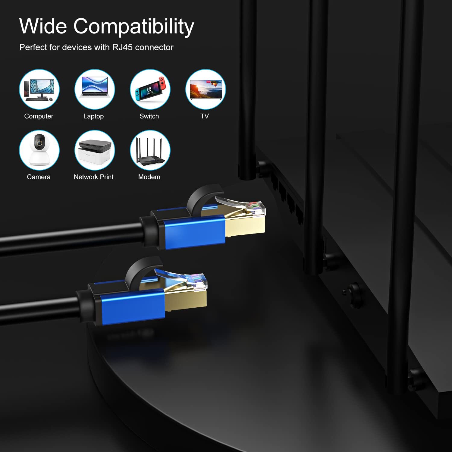 Cat7 Ethernet Cable 150ft Cat7 Outdoor Cable Triple Shielding Sstp 10gbps 600mhz