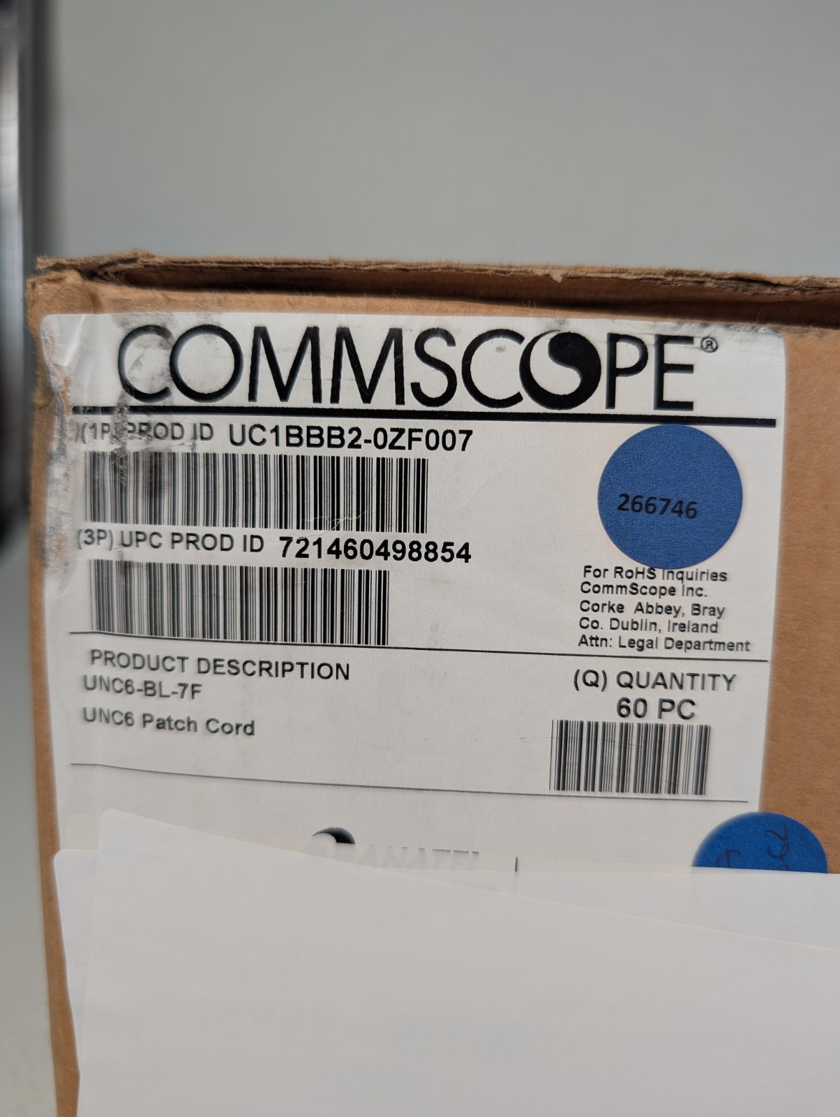CommScope Uniprise Cat6 7ft Blue Snagless Patch Cable UC1BBB2-0ZF007 LOT of 60