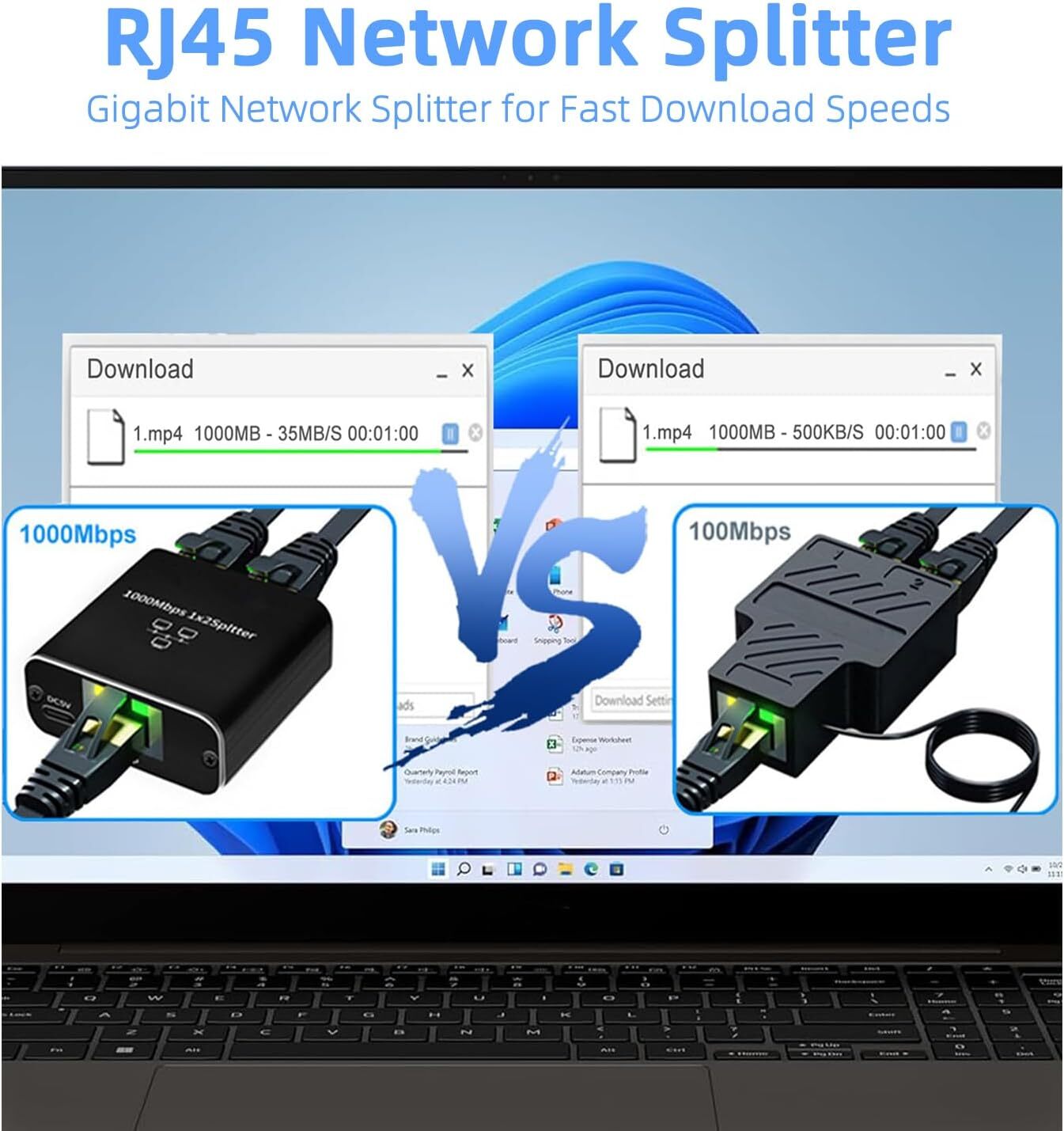 RJ45 Gigabit Ethernet Splitter 1000Mbps LANNetwork Internet 1to2 Out Adapter Lot