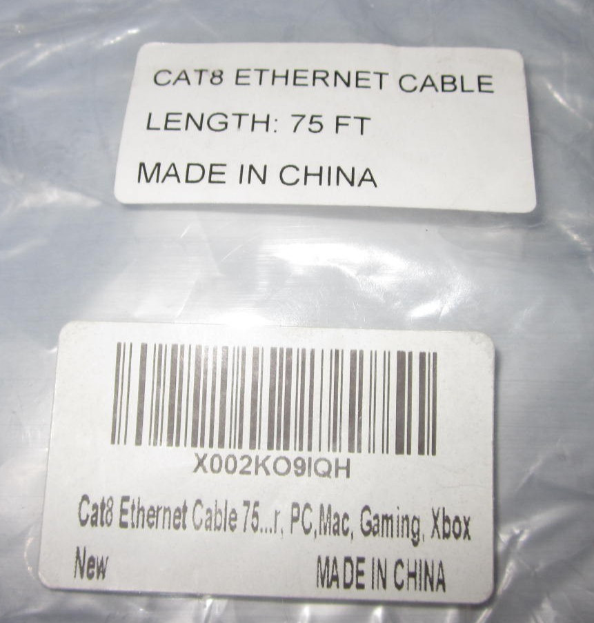 75 Foot CAT8 Cable ~ 25/40GBase-T 2000MHz PIMF Patch Cable PVC