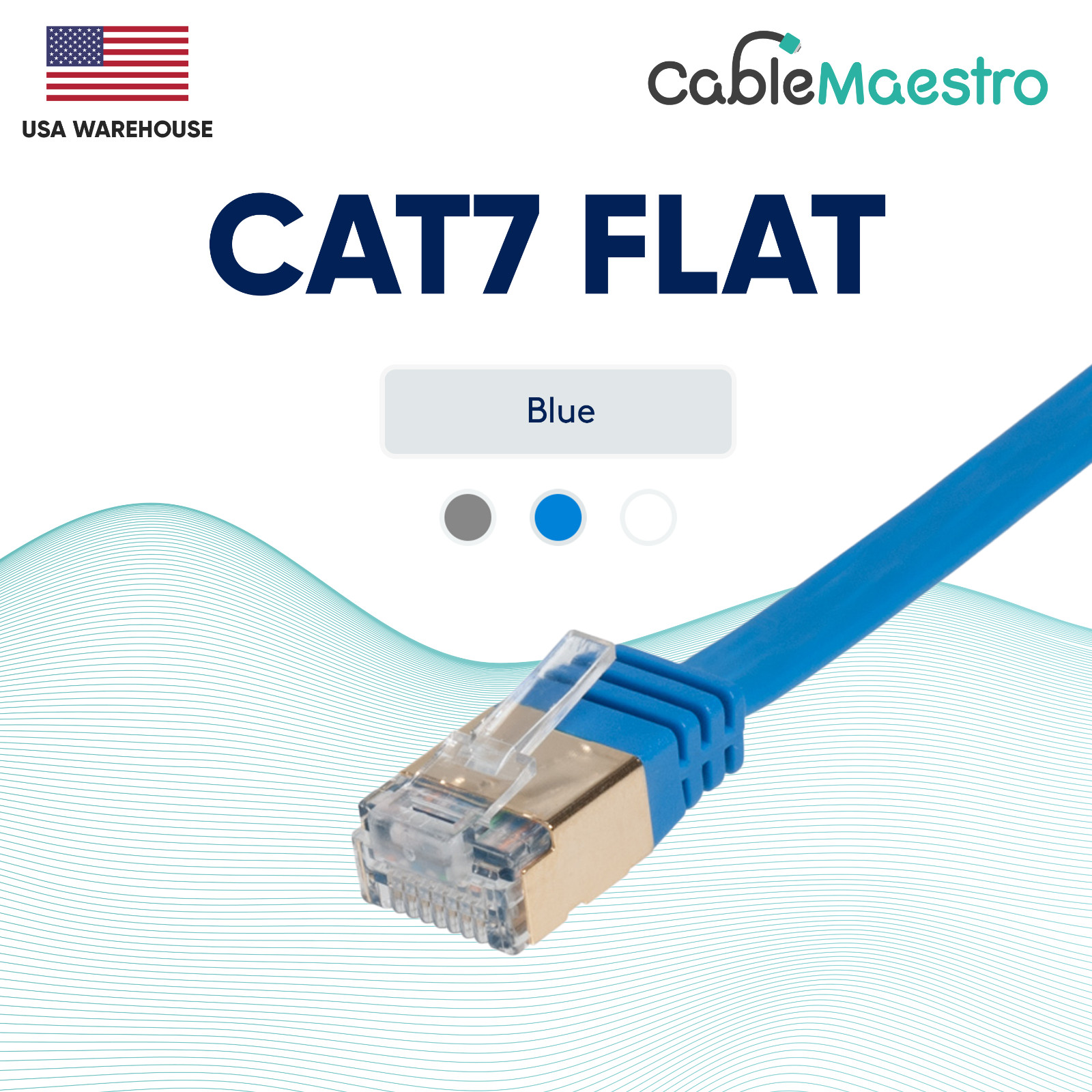 CAT7 Flat Ethernet Cable 10Gbps Network Cord 6 10 20 25 30 50 75 100 Lot Blue