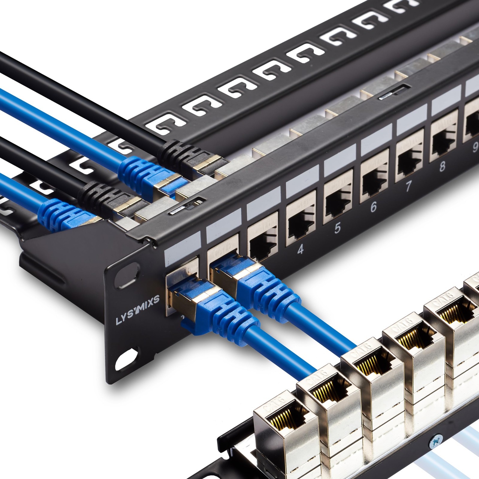 24 Port RJ45 Patch Panel Cat6 STP Feed Through, Coupler Network Panel 19 Inch…