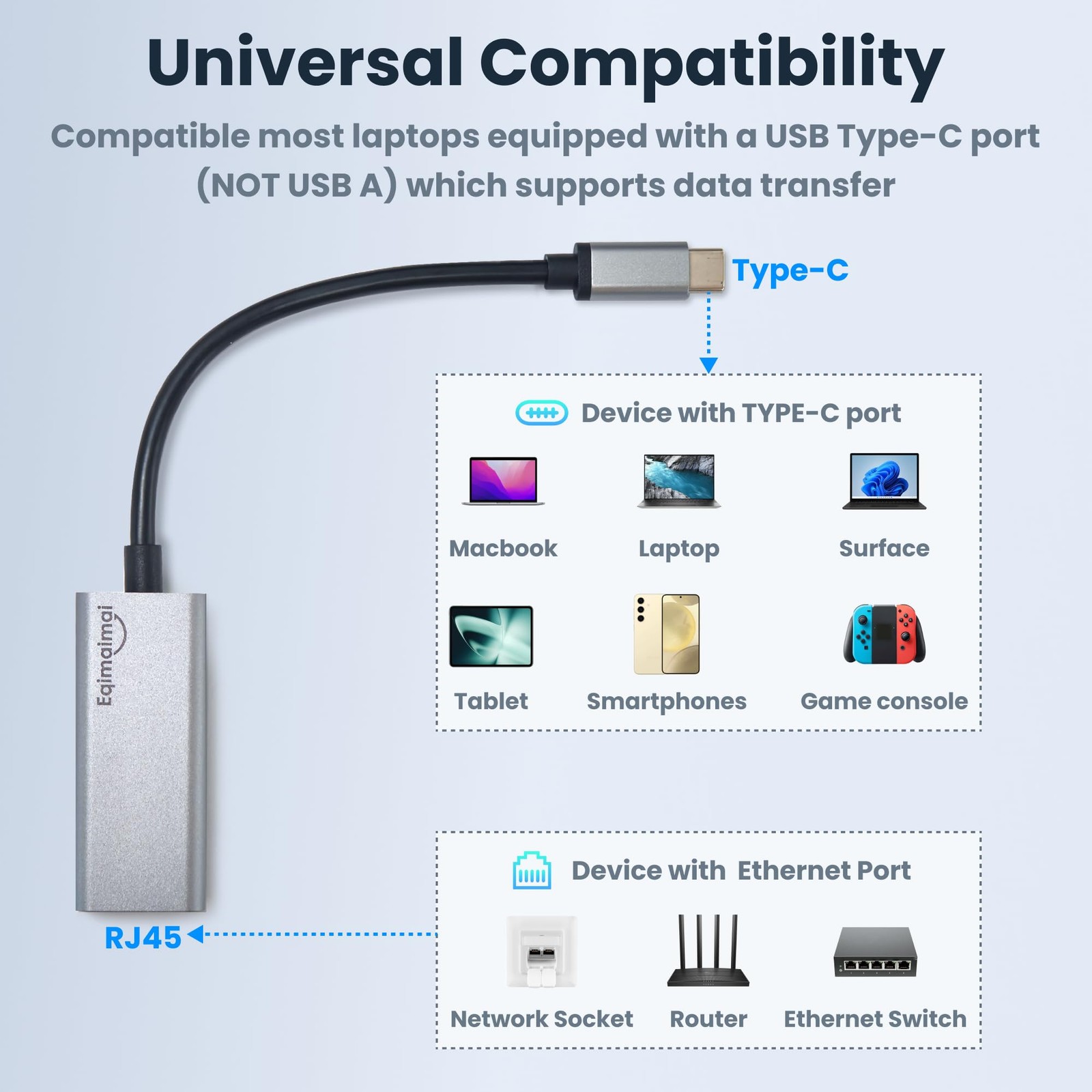 USB C to ethernet Adapter,Ethernet Usb c adapter, GRAY