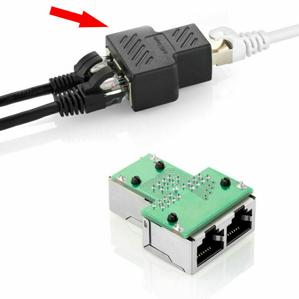 RJ45 Splitter Adapter 1-2 Way Dual Female Port Connector Plug LAN Ethernet Cable