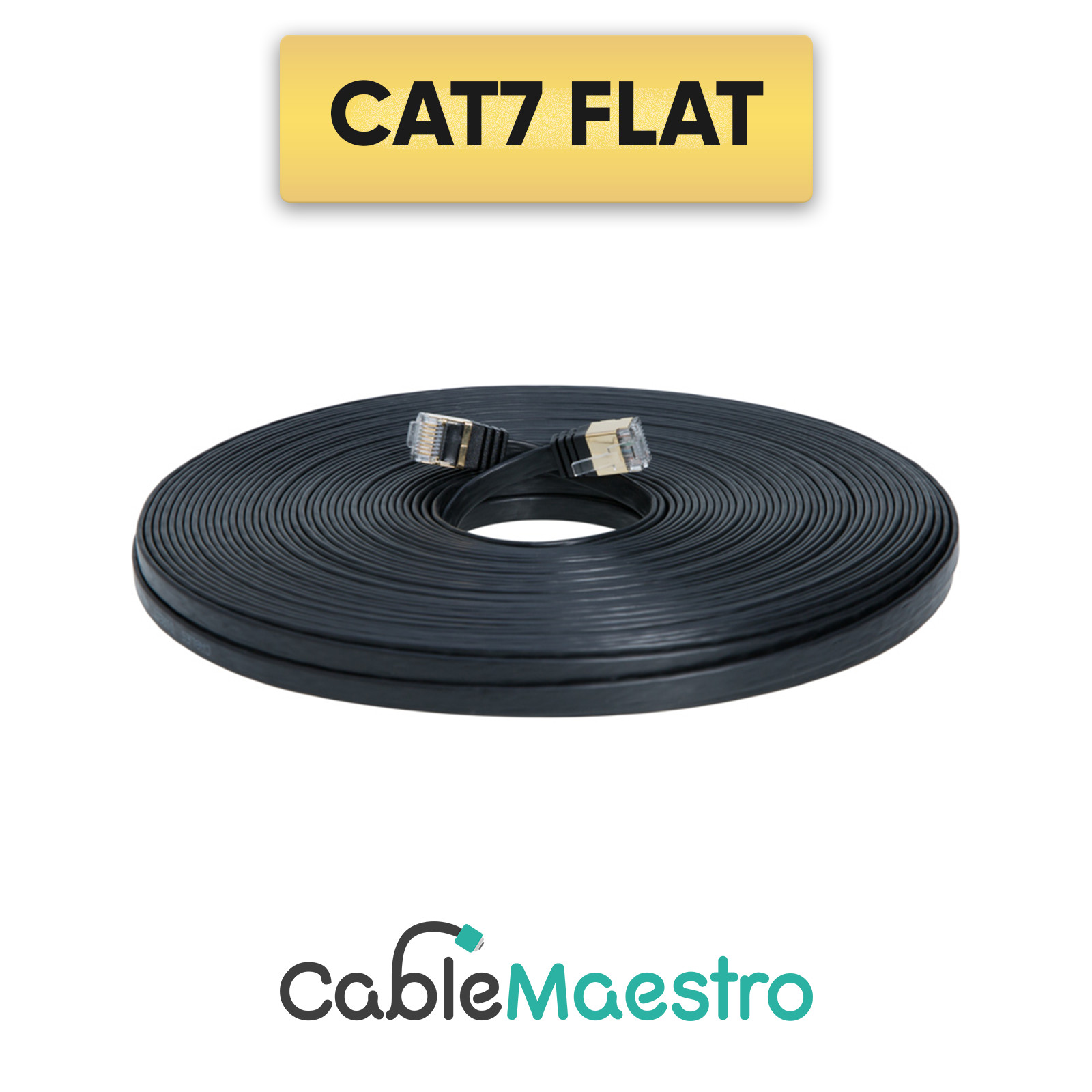 CAT7 Ethernet Cable Patch FLAT LAN Gold Plated U/FTP Shielded RJ45 6-100FT Lot