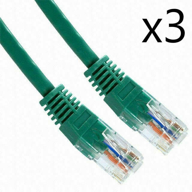 3 Pack Lot – 1ft CAT6 Ethernet Network LAN Router Patch Cable Cord Wire Green