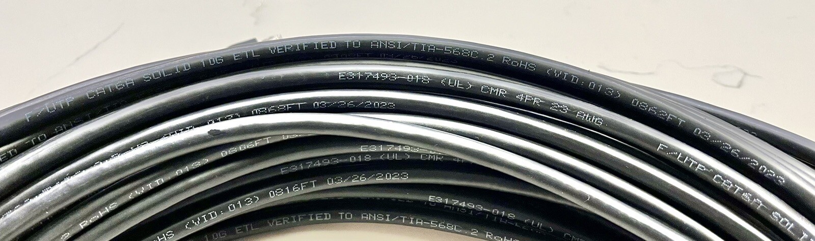 200 Ft CAT6A Foiled F/UTP Ethernet Cable 23 AWG Solid – Shielded Connectors