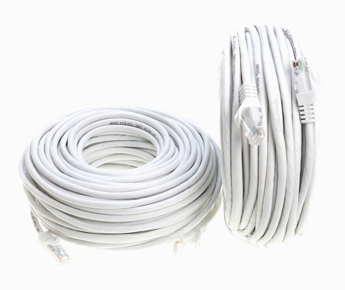 CAT6e/CAT6 Ethernet Network Patch Cable 550MHz LAN Cable White 25FT- 200FT LOT