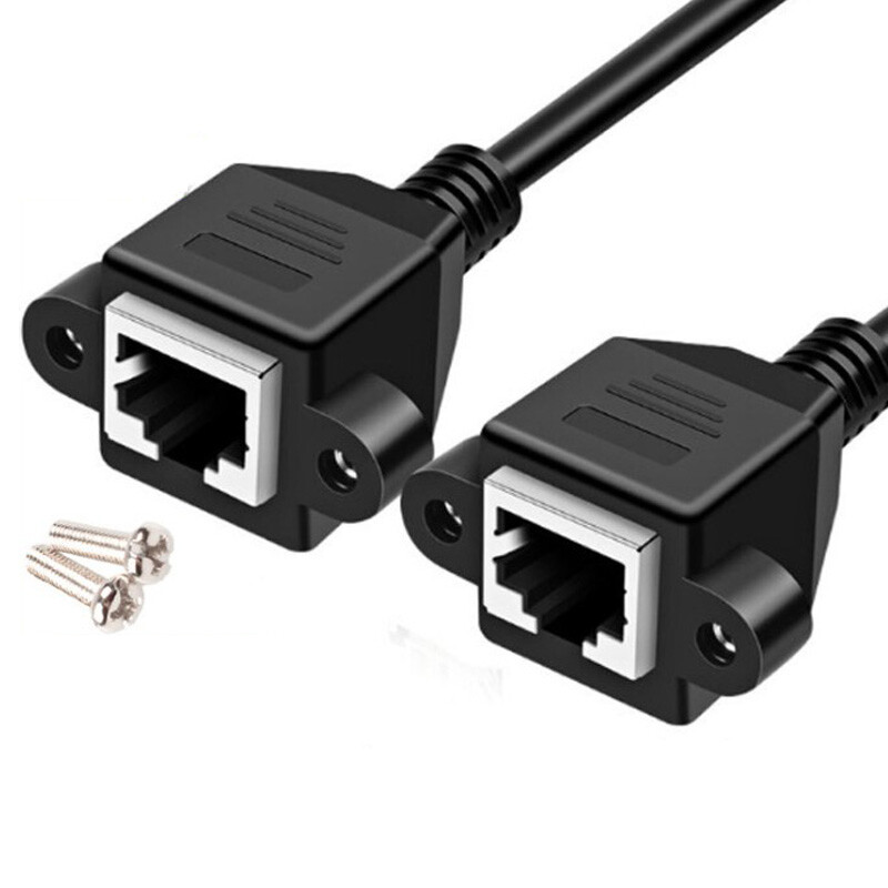 RJ45 Ethernet Extension Cable Male to Female Network Lead Cat5 With Panel Mount