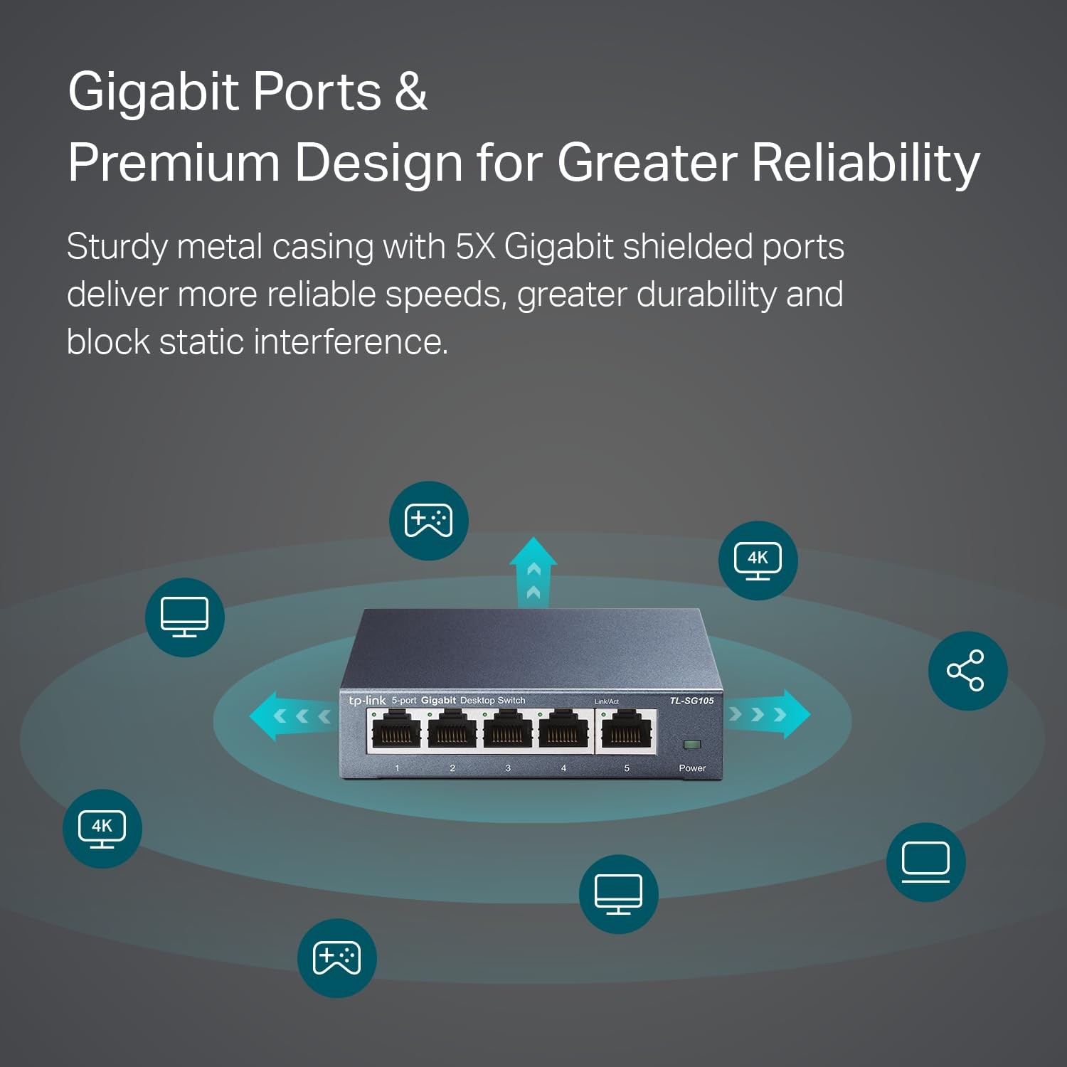 TP-Link5 Port Ethernet Network Switch Unmanaged(TL-SG105) Refurbished