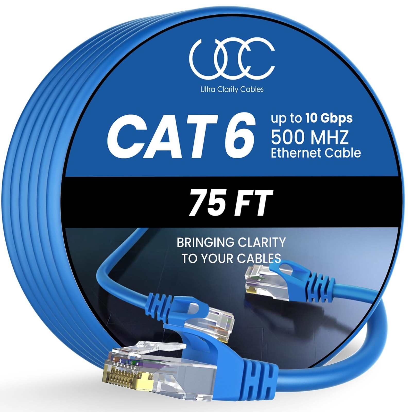 Cat 6 Ethernet Cable 75ft 10Gbps High Speed RJ45 for Router, Modem, Gaming