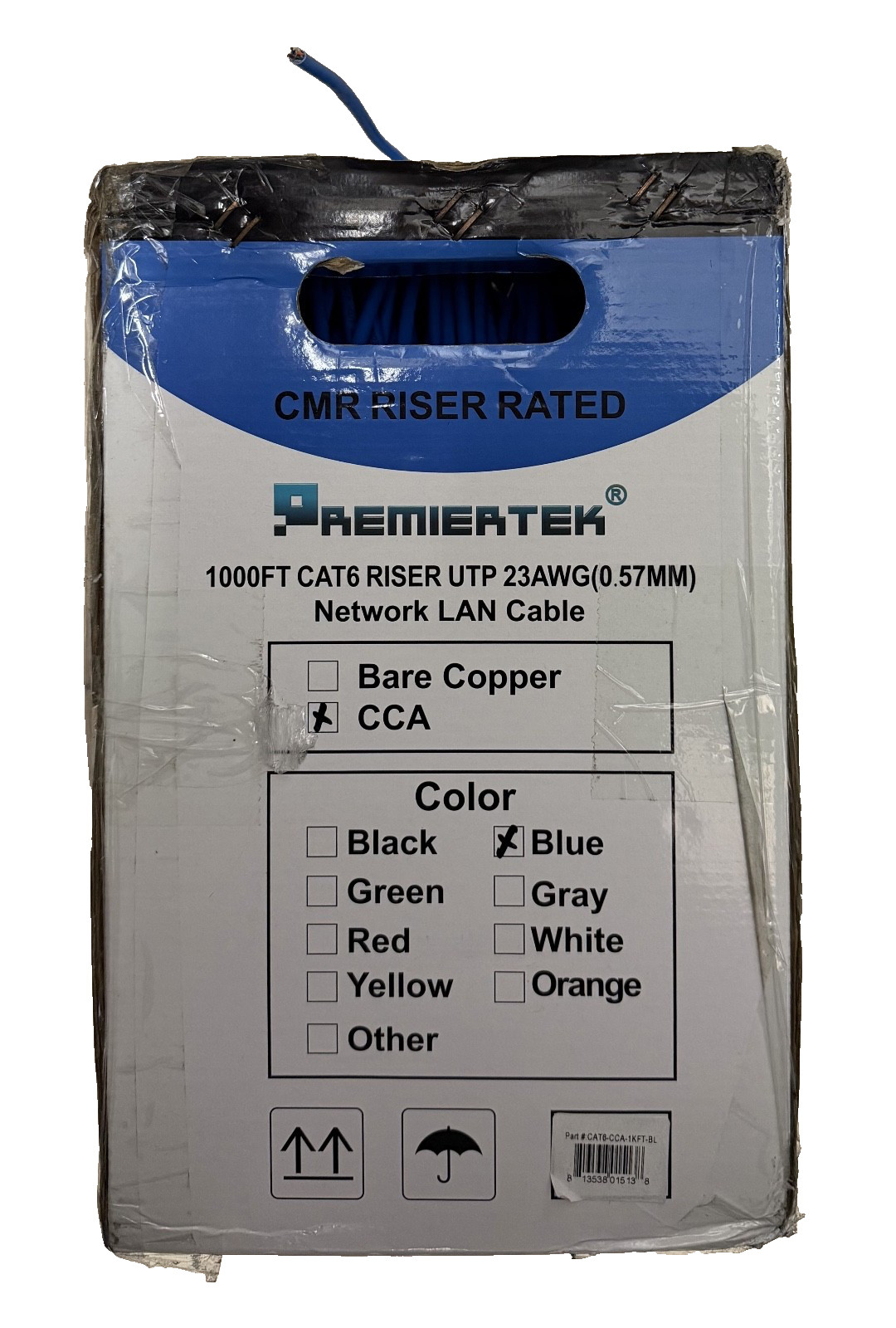 CAT6 1000FT 550MHz Riser UTP Network Ethernet Cable Bulk Wire 23 AWG LAN Blue