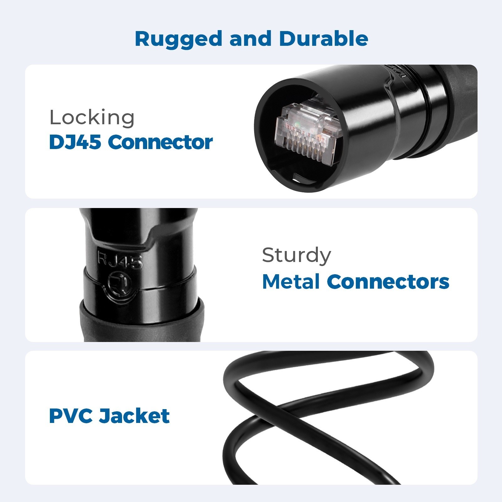 Cat6A S/FTP RJ45 Ethernet Cable with REAN® Connectors Compatible etherCON®