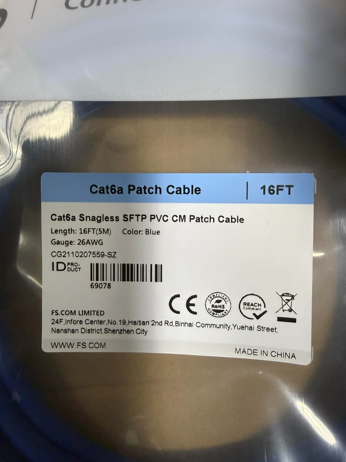 Lot 20 FS 16ft 5m Cat6a 26AWG Snagles Shield SFTP 10Gb PoE++ Network Patch Cable