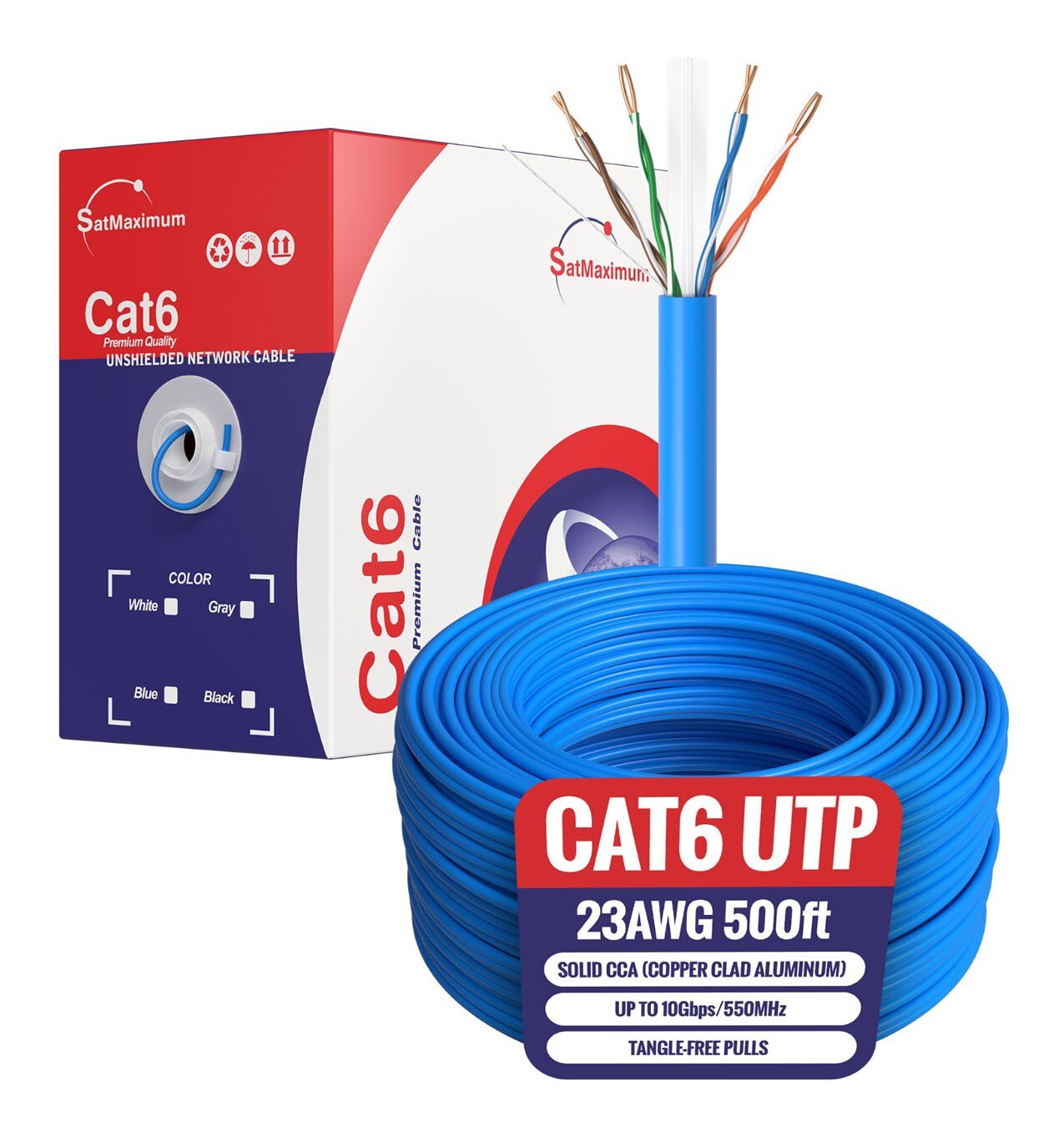 CAT6 500ft UTP Solid Ethernet Cable 23AWG RJ45 LAN Network Bulk Wire Blue