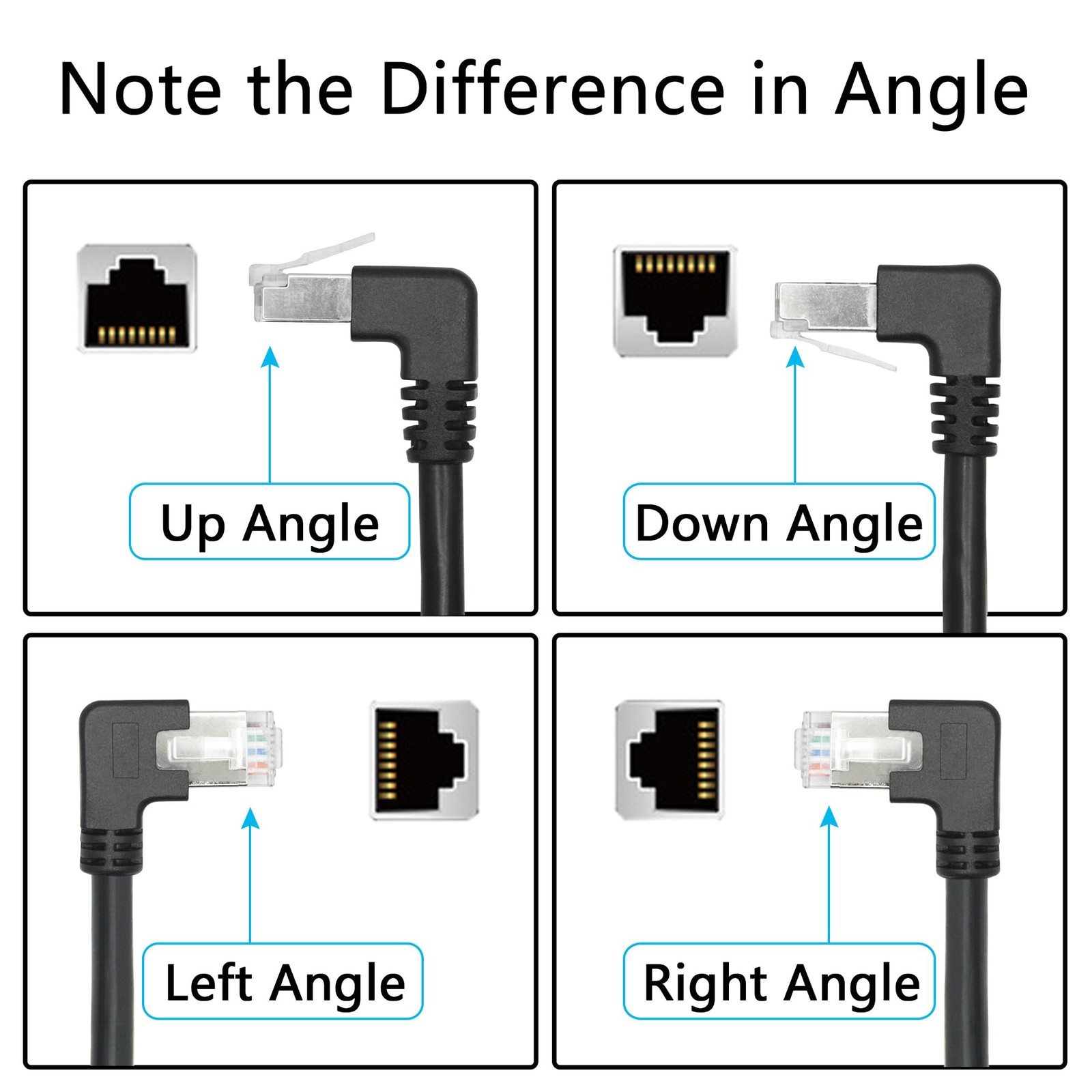 2 PCS 1FT 90 Degree Cat 6 Right Angle RJ45 Male To Female Extension Cable PC