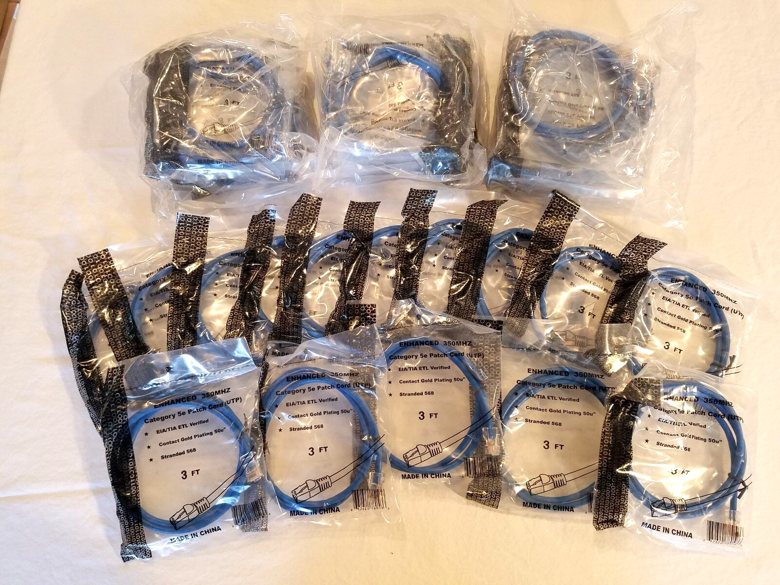 Cat5e Patch Cords 3 FT. UTP Enhanced 350MHZ EIA/TIA ETL Verified QUANTITY OF 10