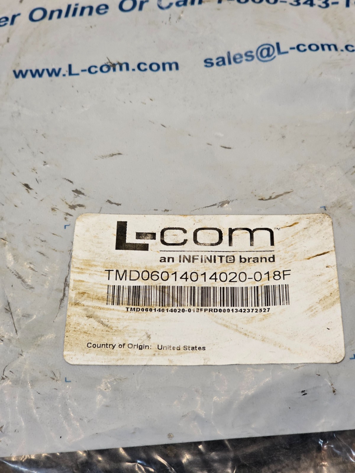L-Com TMD06014014020-018F Cable Assembly CAT5E RJ45 Male Plug to RJ45 Male Plug