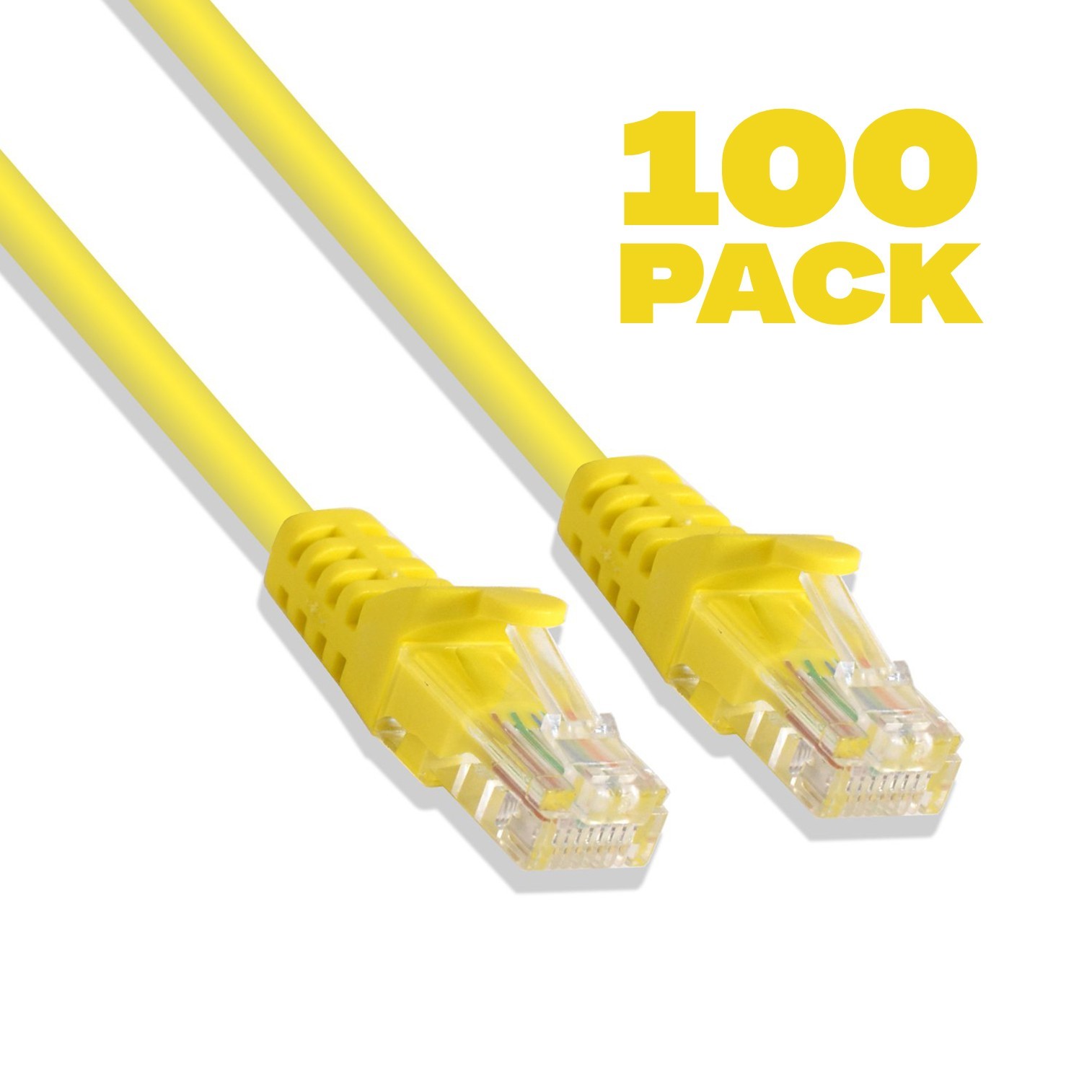100 Pack – 2ft Cat5e Cable Ethernet LAN Network RJ45 Patch Cord Internet Yellow