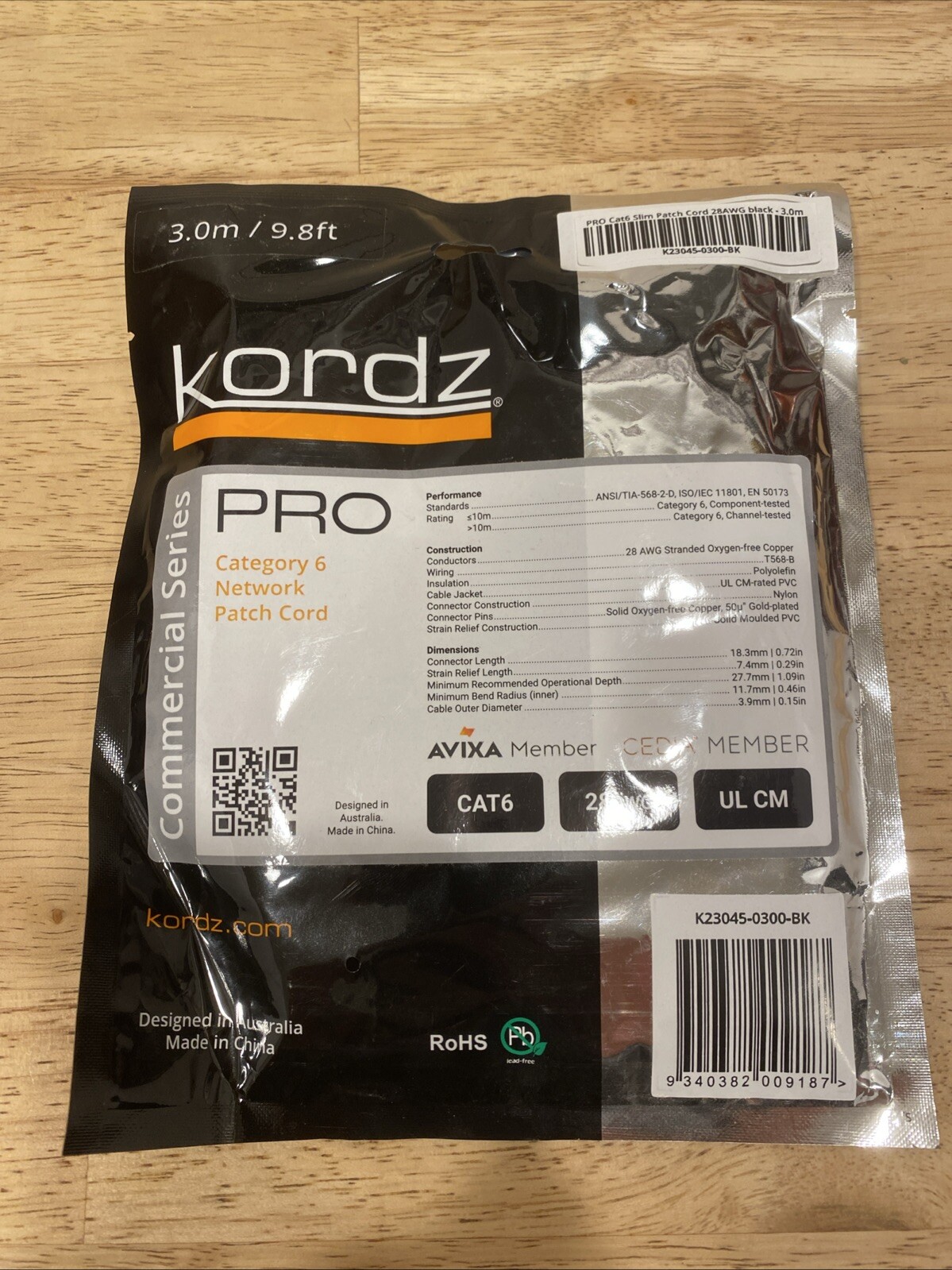 Kordz cat6 patch cord 3.0m/9.8ft