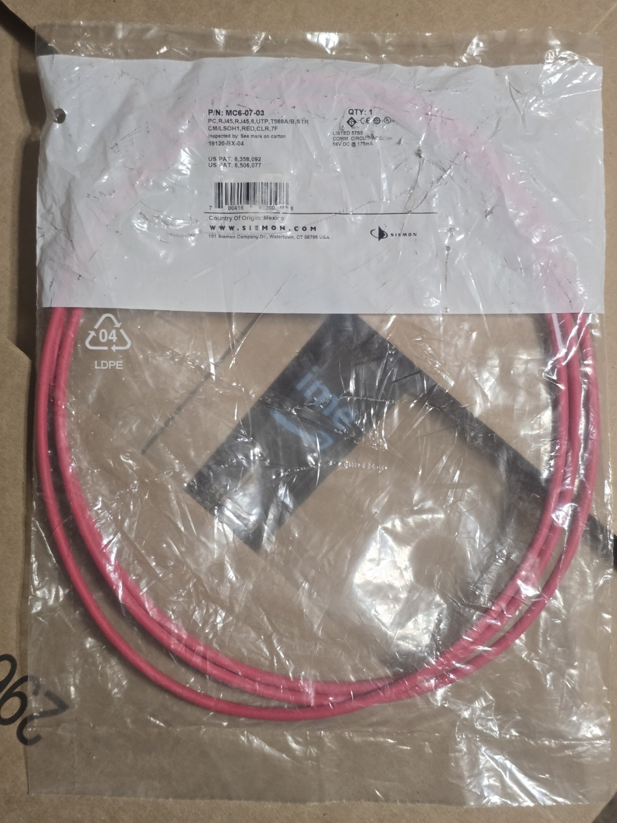 (Lot Of 29+1 Dmg Pckge) Siemon MC6-07-03 PC RJ45 6 UTP T568A/B Stranded, 250MHz