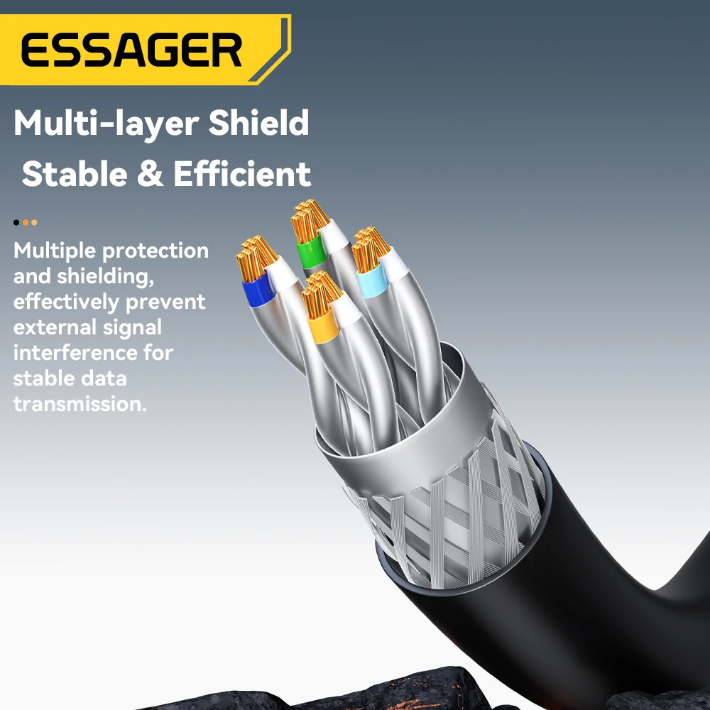 Essager CAT8 Ethernet Cable 40Gbps 2000MHz RJ45 LAN Cord PS5 Router Gaming