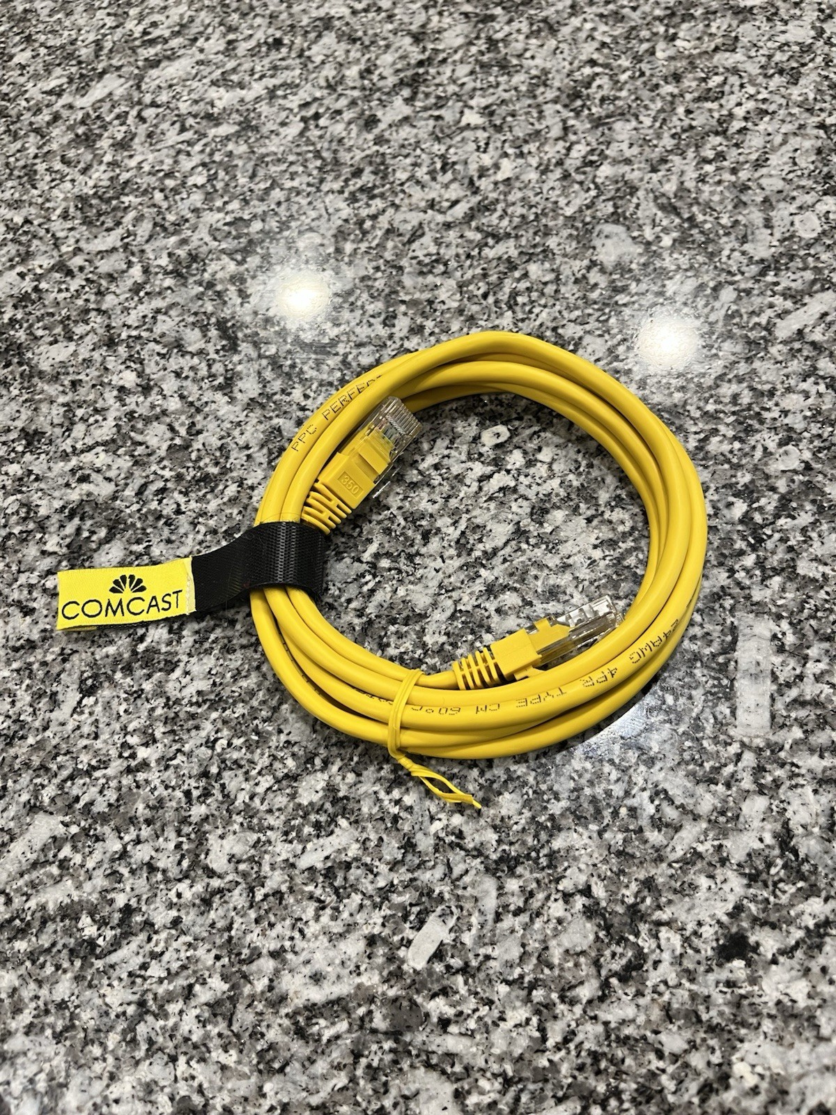 Comcast Cat 5e Yellow Ethernet Cable 3 ft Round RJ-45 Male to Male Patch A1