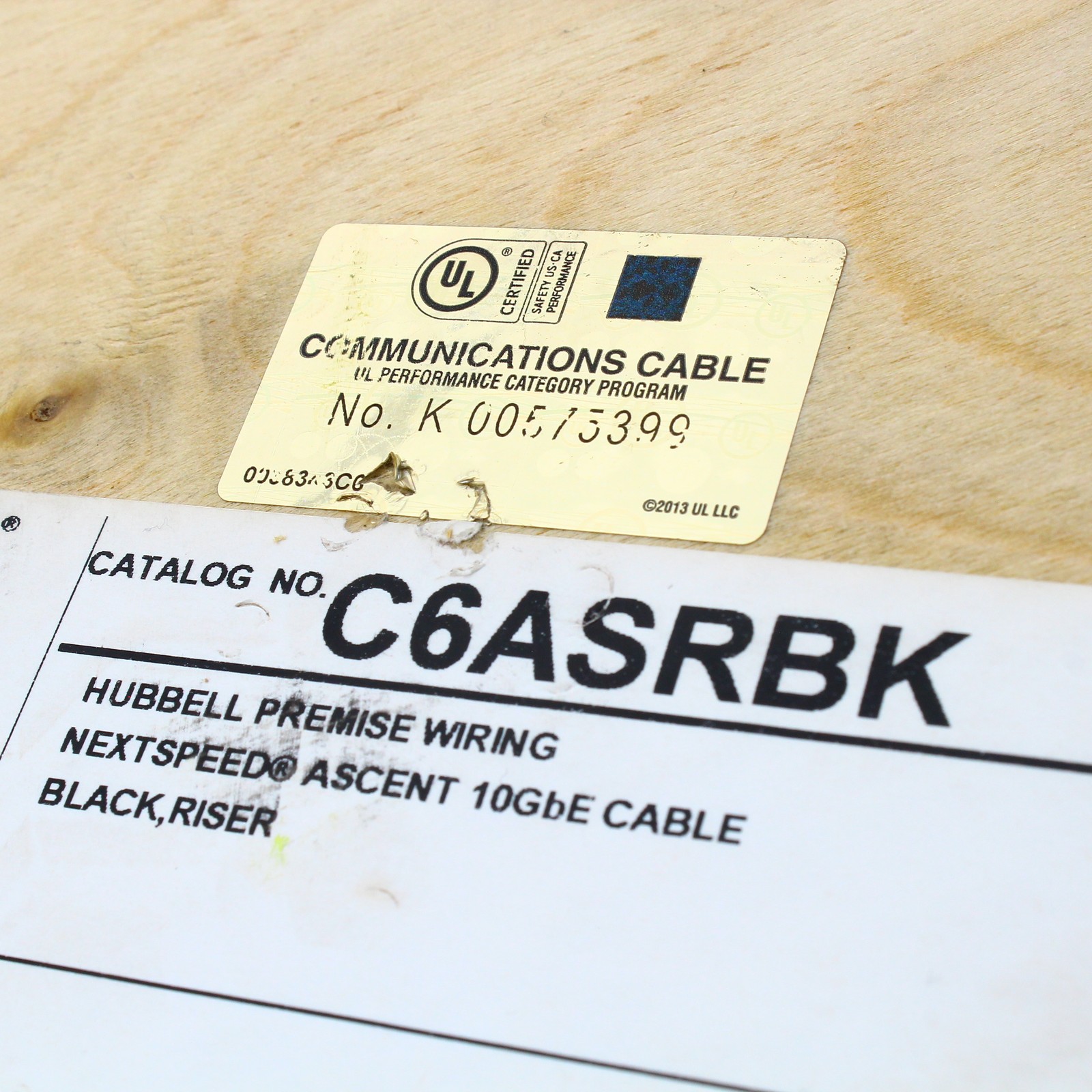 1000′ Spool Hubbell Black Cat6A Network Cable UTP Riser Solid Copper 10GB 750MHz