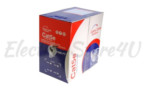 CAT5e CAT5 Outdoor Ethernet Bulk Cable 500ft 1000ft UTP FTP Direct Burial Solid